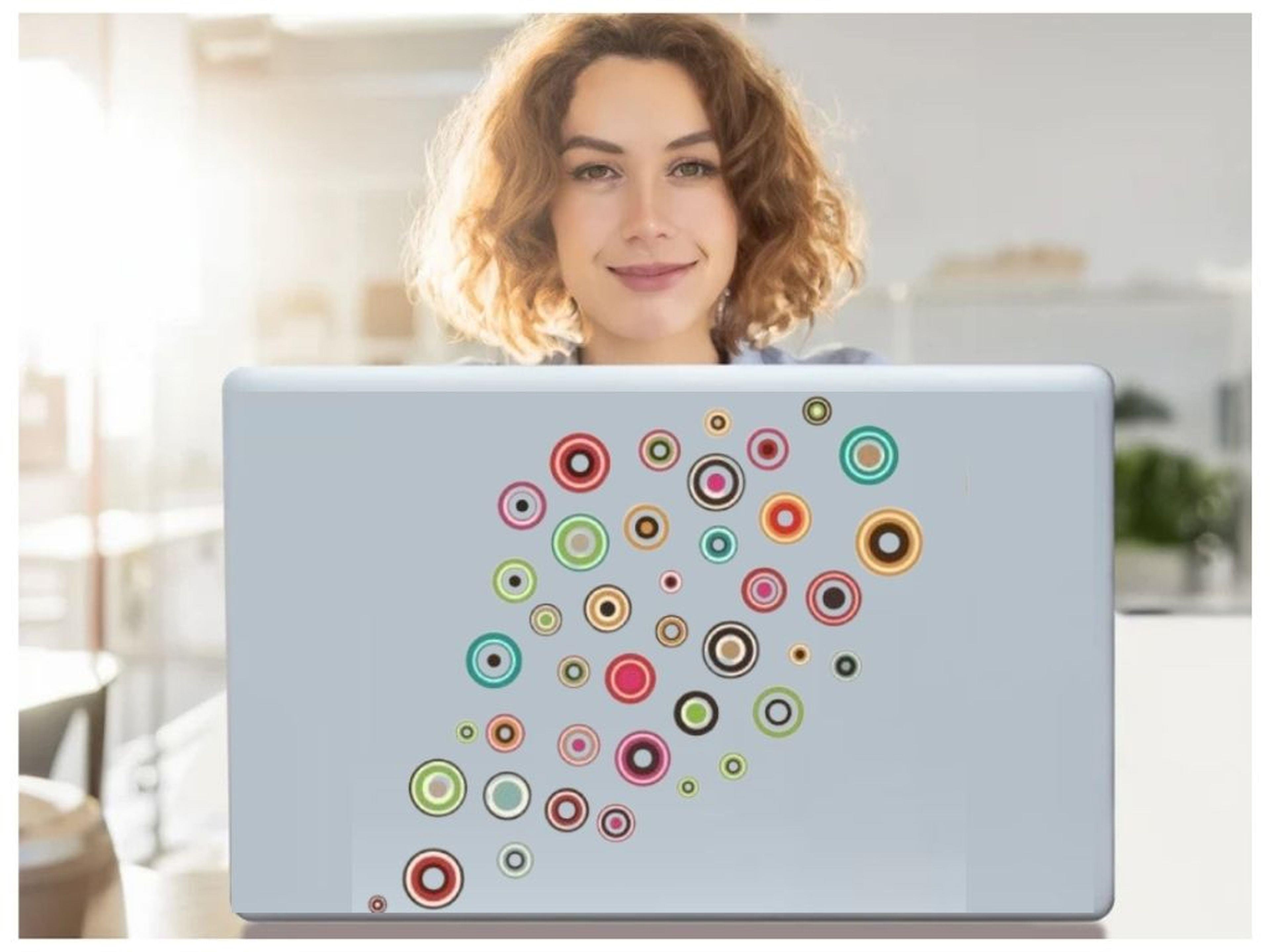 2 Adet Defter Sticker,Laptop Sticker  Geometrik Halkalı Pvc 48X33X0,5Cm