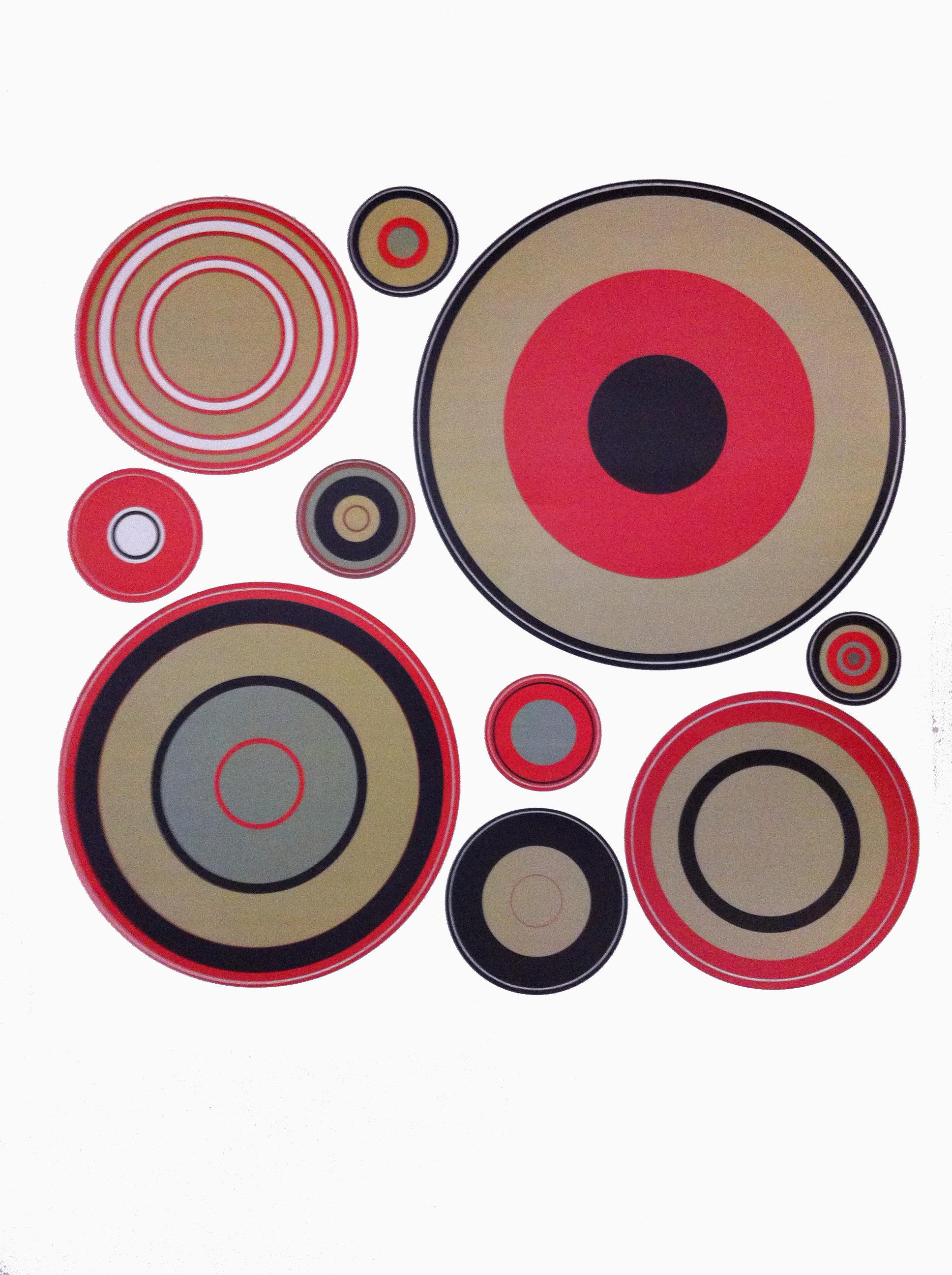 2 Adet Defter Sticker,Laptop Sticker  Geometrik Halkalı Pvc 48X33X0,5Cm