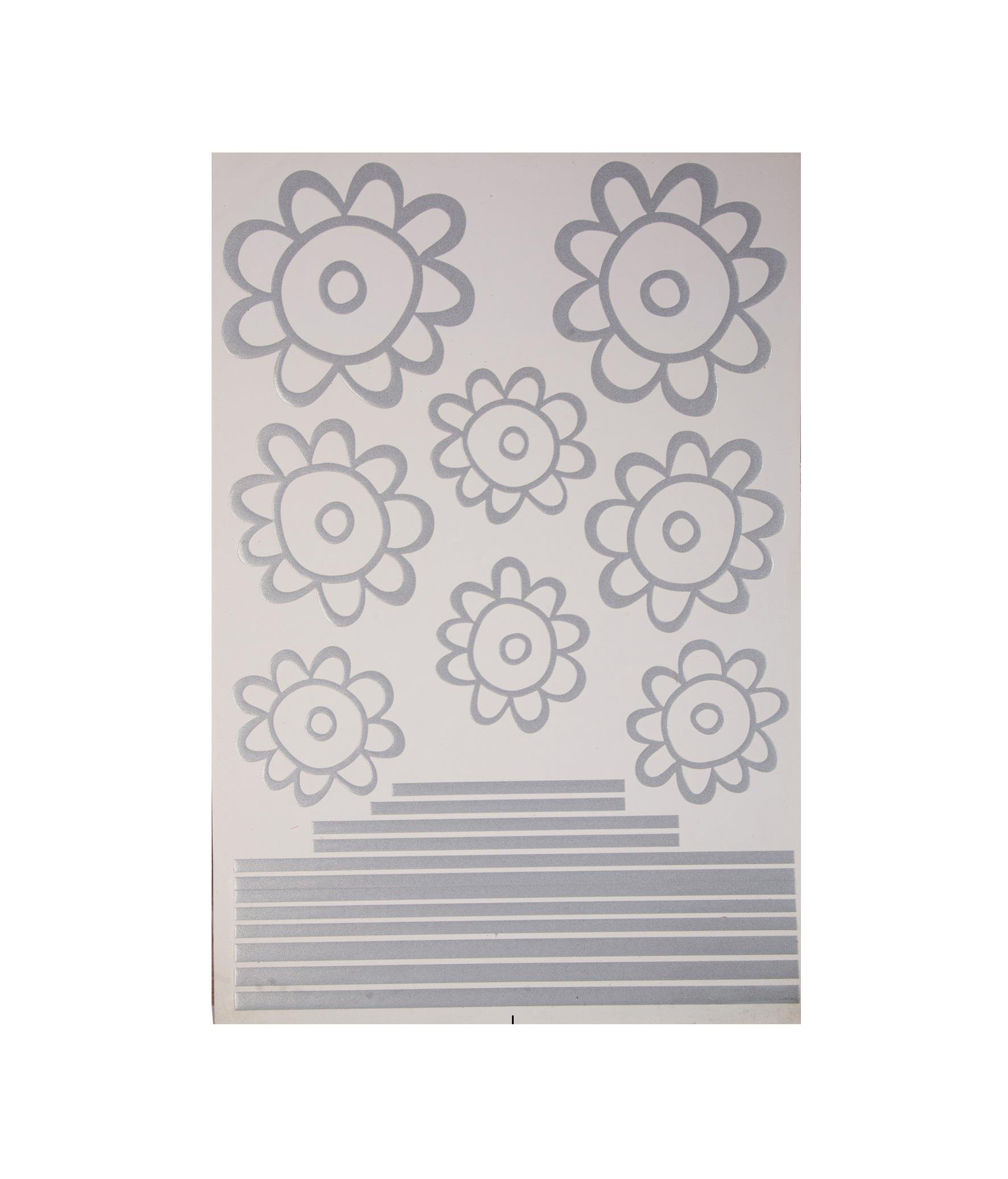 2 Adet Defter Sticker,Laptop Sticker  Gri Papatyalı  Pvc 48X33X0,5Cm