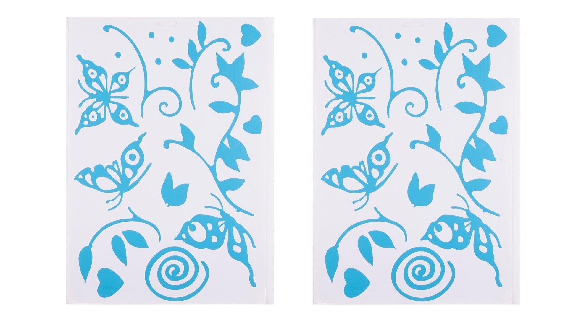 2 Adet Defter Sticker,Laptop Sticker  Mavi Kelebekli Pvc 48X33X0,5Cm