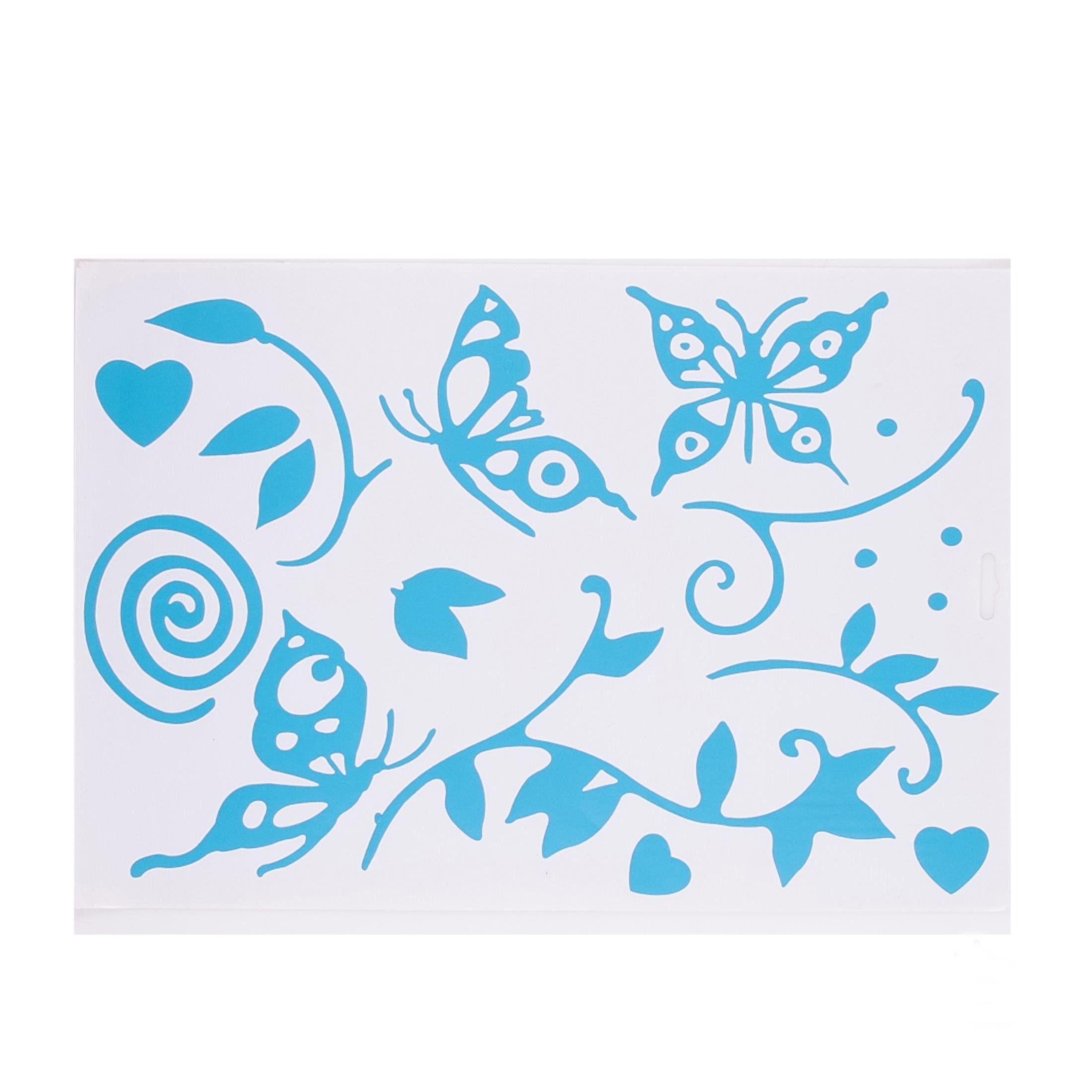 2 Adet Defter Sticker,Laptop Sticker  Mavi Kelebekli Pvc 48X33X0,5Cm