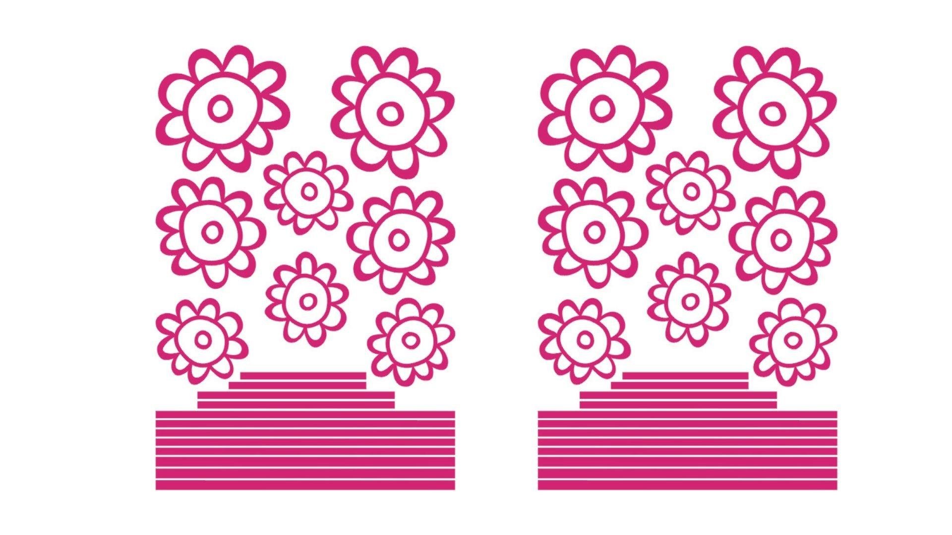 2 Adet Defter Sticker,Laptop Sticker  Pembe Papatyalı Pvc 48X33X0,5Cm