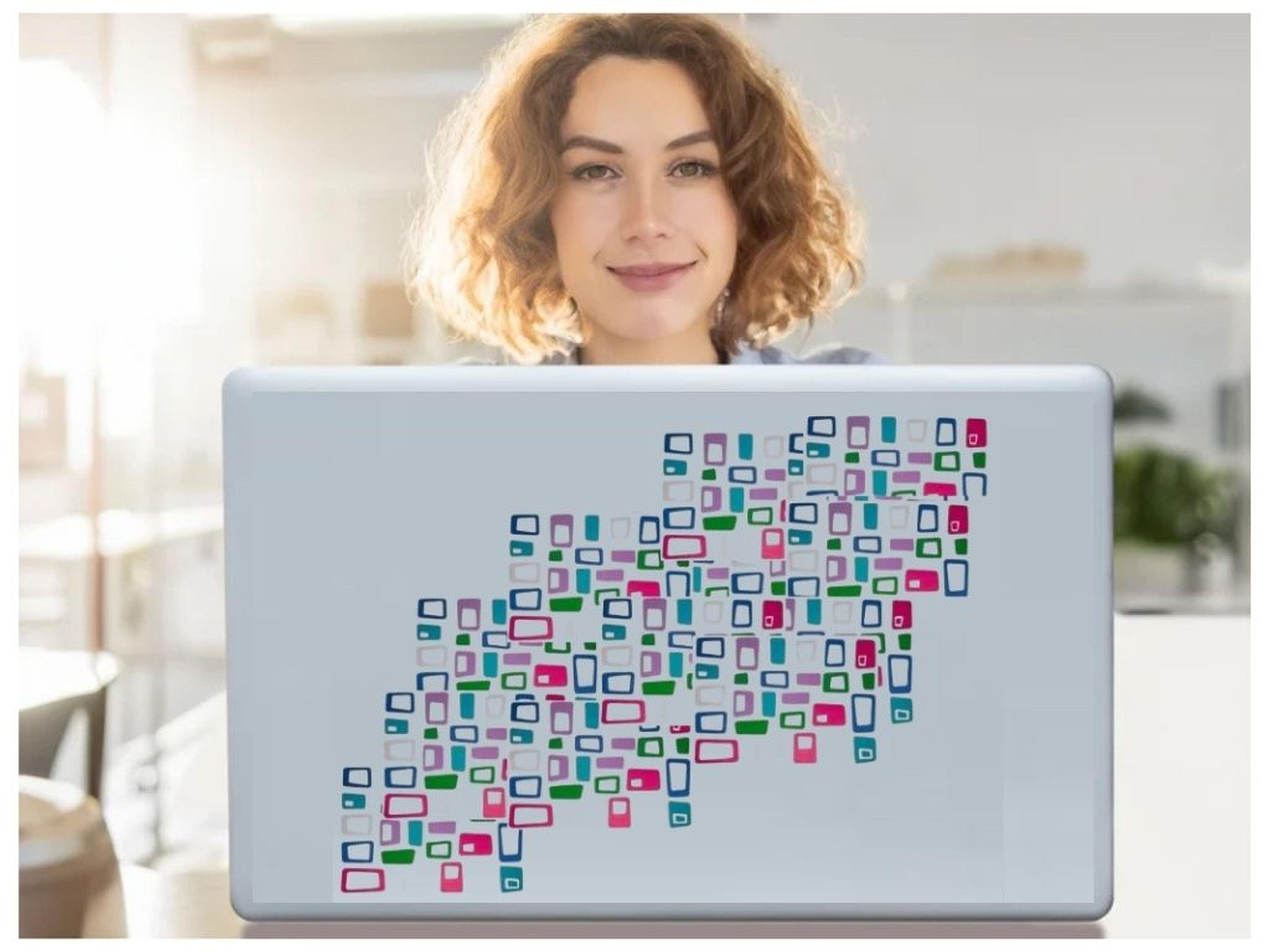 2 Adet Defter Sticker,Laptop Sticker Renkli Kareli Pvc 48X33X0,5Cm