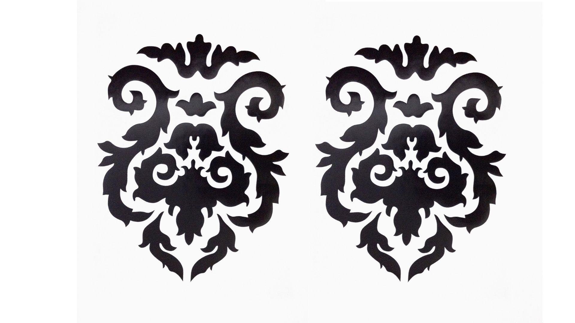 2 Adet Defter Sticker,Laptop Sticker  Siyah Çiçekli Pvc 48X33X0,5Cm