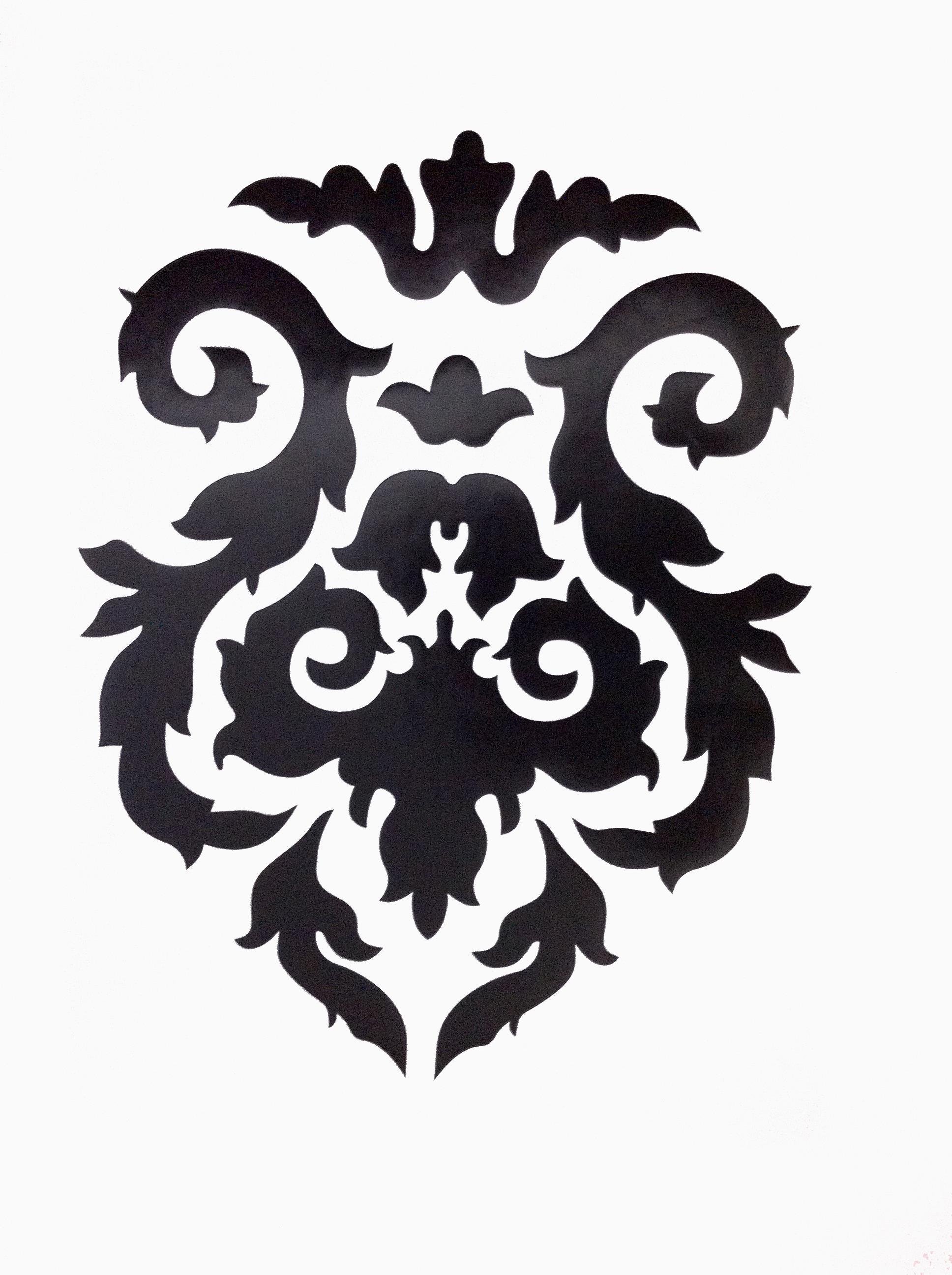 2 Adet Defter Sticker,Laptop Sticker  Siyah Çiçekli Pvc 48X33X0,5Cm