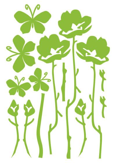 2 Adet Defter Sticker,Laptop Sticker Yeşil Çiçekli  Pvc 48X33X0,5Cm