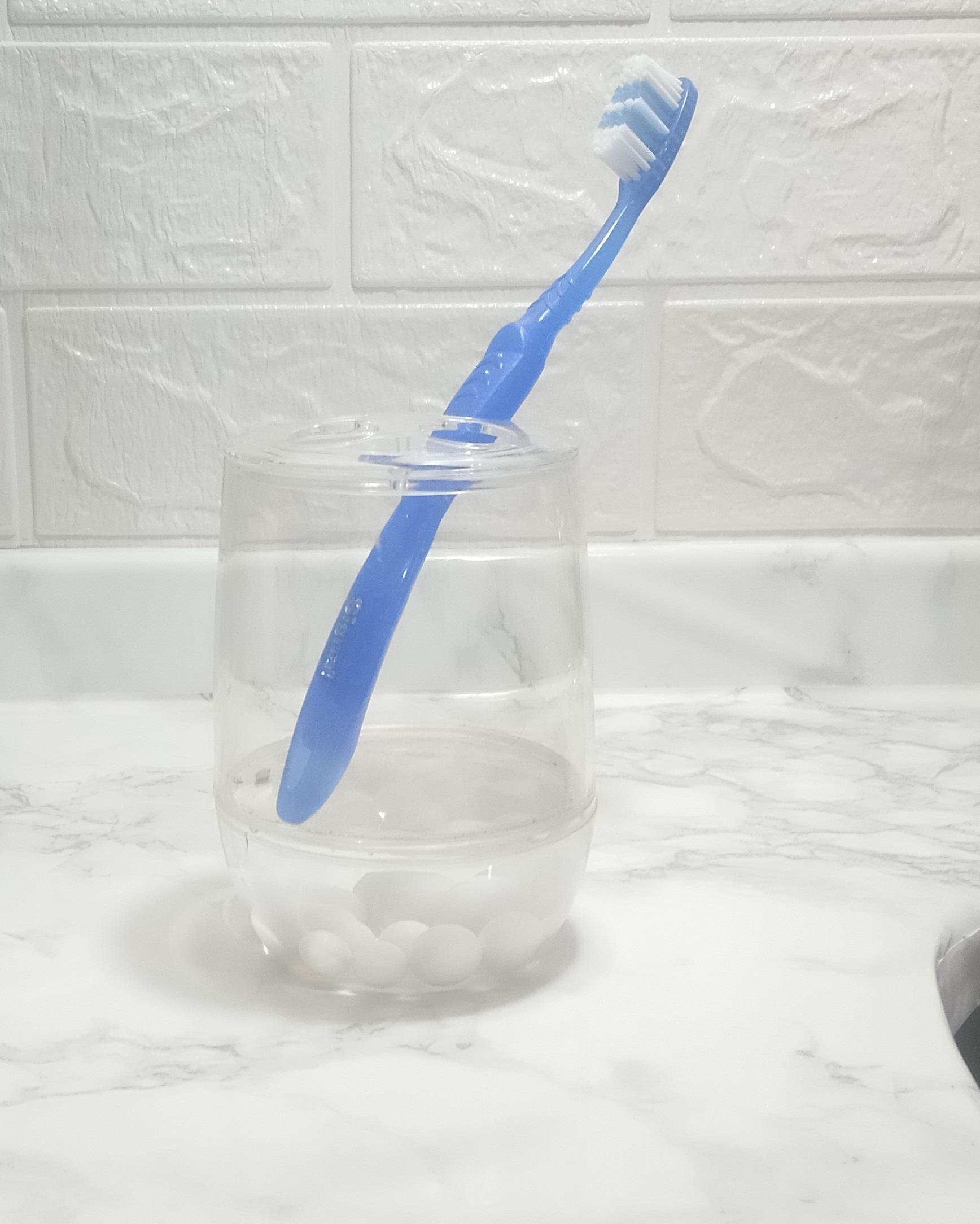 2 Adet Diş Fırçalık Beyaz İncili Akrilik 8X8X11Cm Banyo Seti  