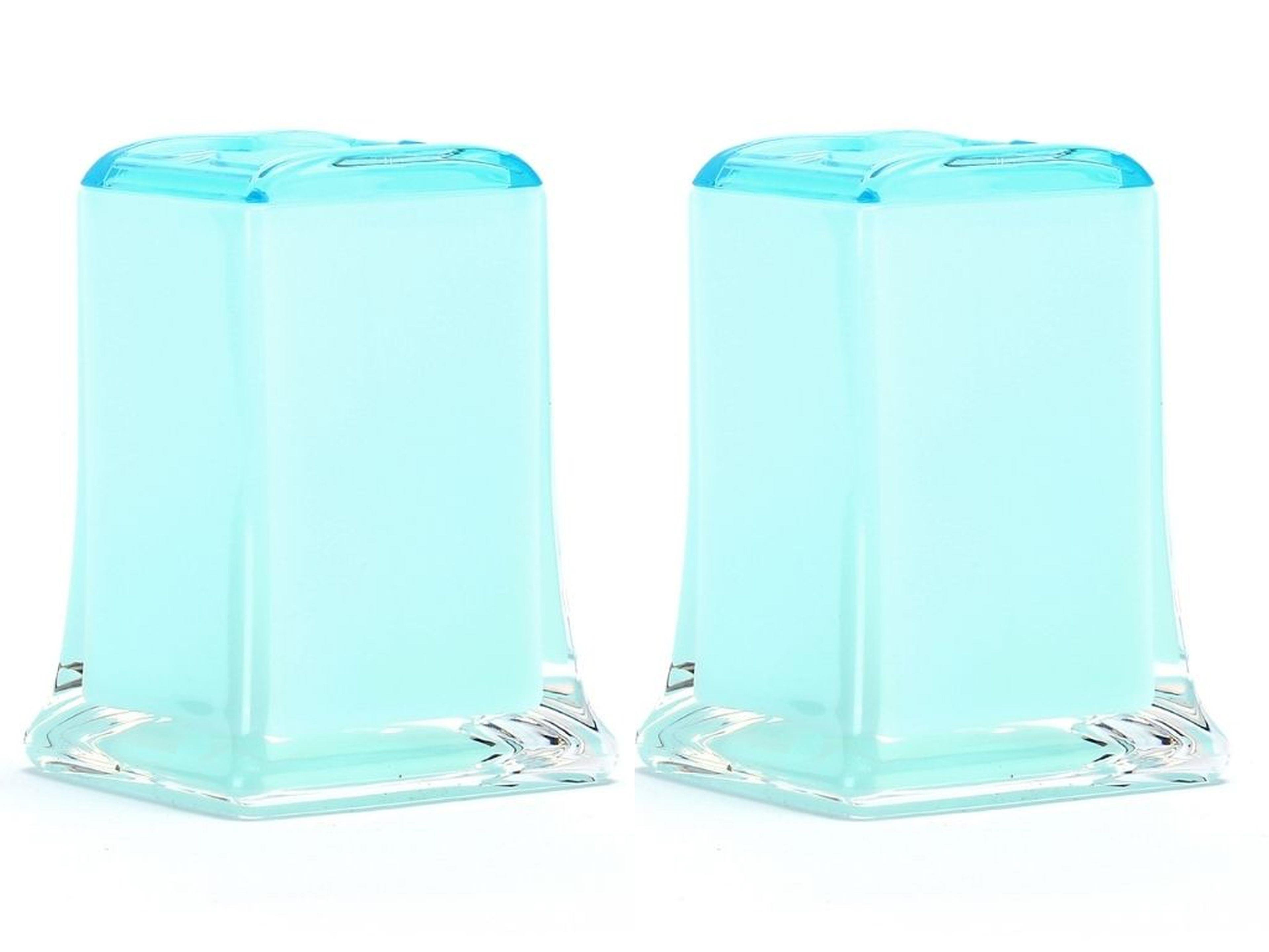 2 Adet Diş Fırçalık Buz Mavisi Akrilik 6X6X11Cm Banyo Seti  