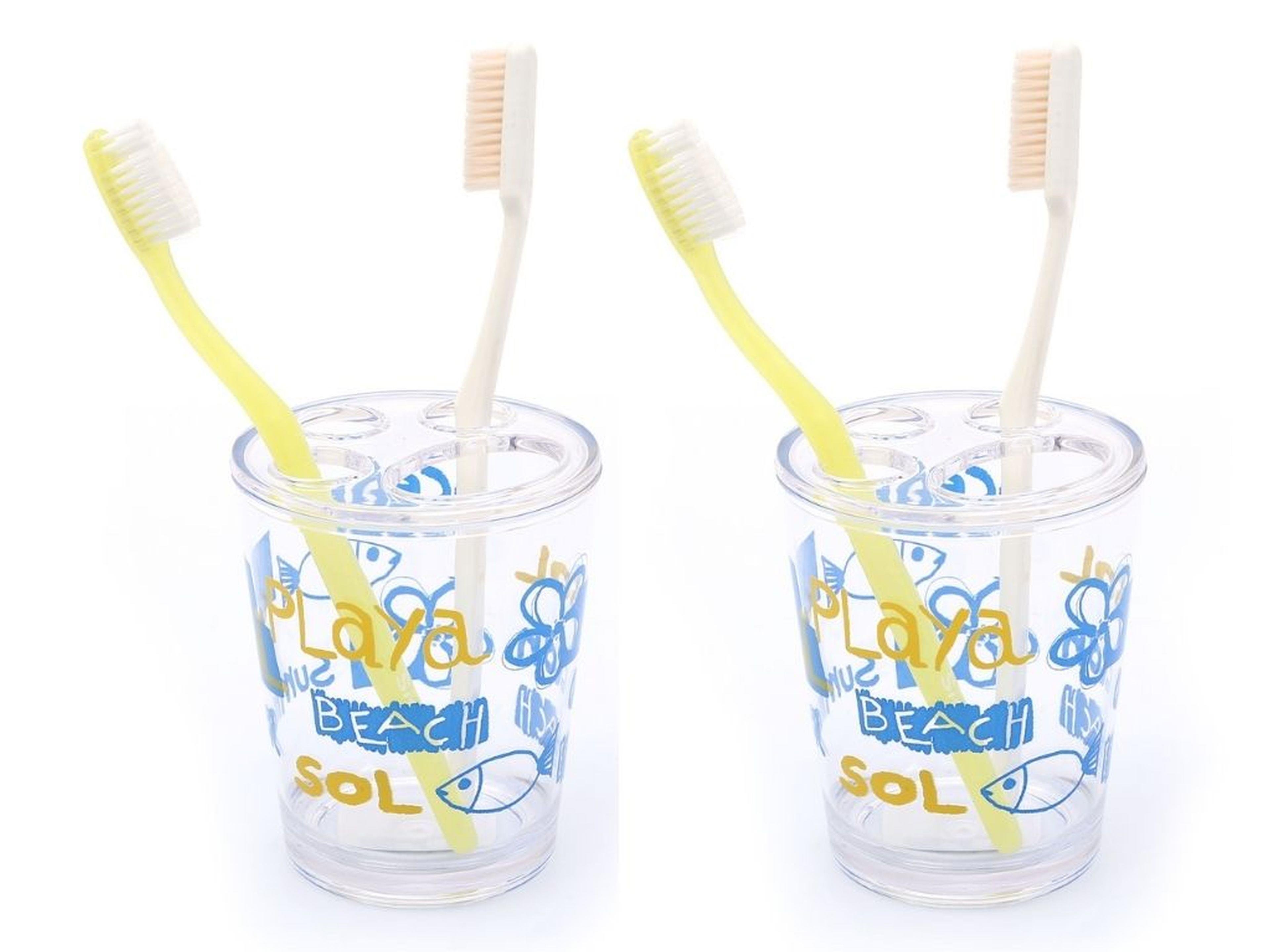 2 Adet Diş Fırçalık Deniz Desen Akrilik 8X8X9Cm 350Ml Banyo Seti  