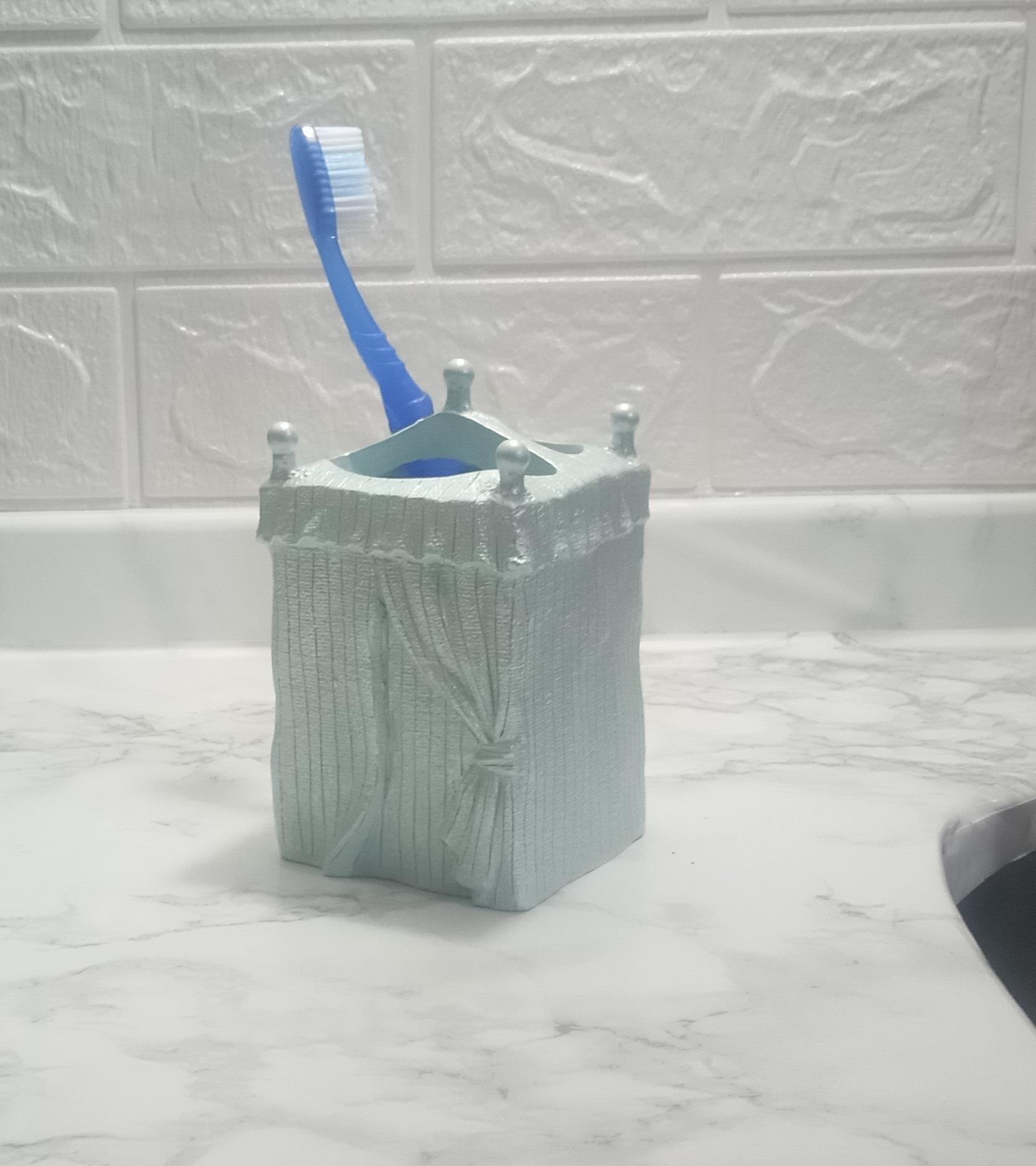 2 Adet Diş Fırçalık Deniz Feneri Model Poliresin 7X7X12Cm Banyo Seti  