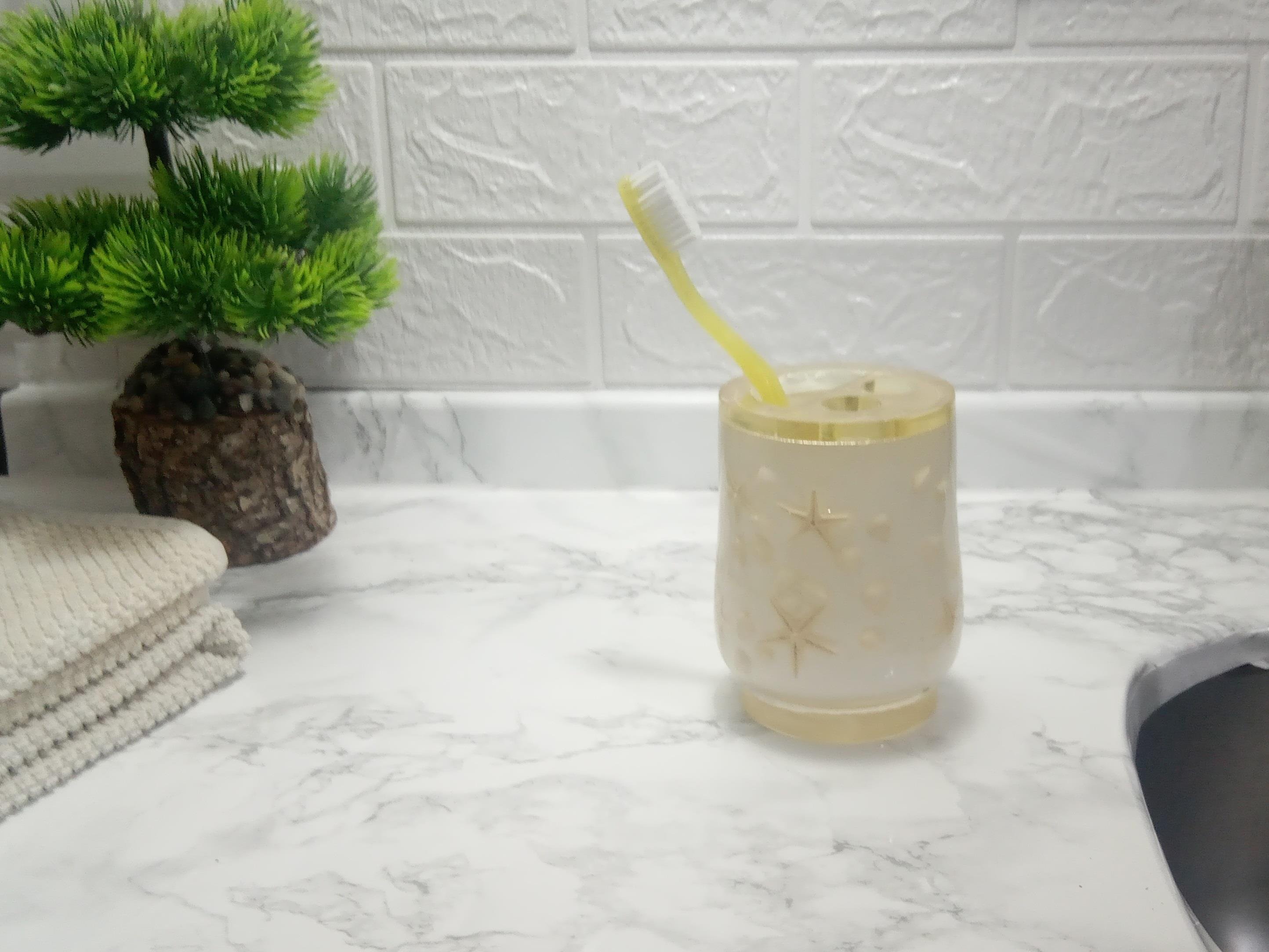 2 Adet Diş Fırçalık Deniz Yıldızı El Yapımı 400 Gr 7X7X10Cm Banyo Seti  