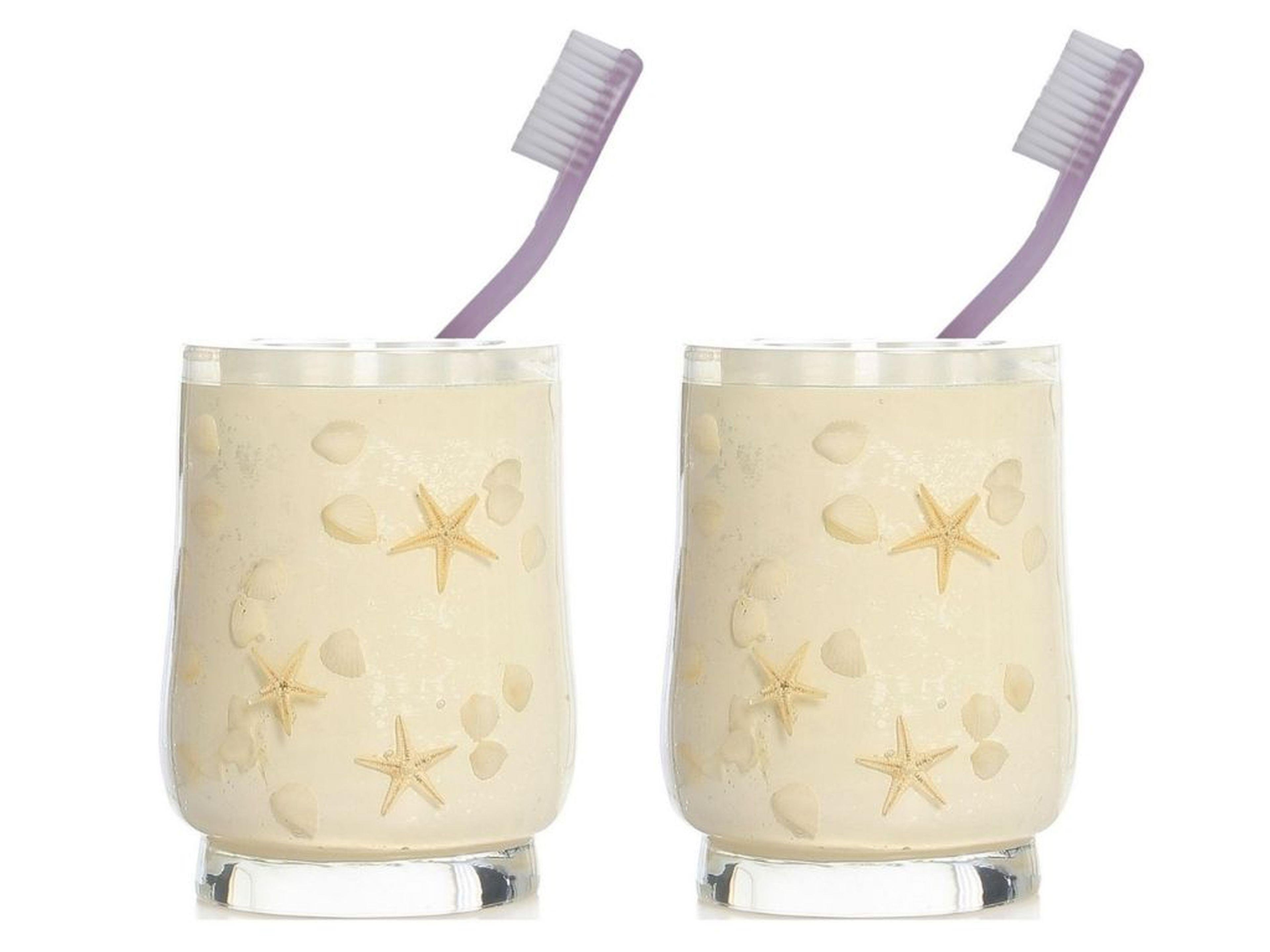 2 Adet Diş Fırçalık Deniz Yıldızı El Yapımı 400 Gr 7X7X10Cm Banyo Seti  