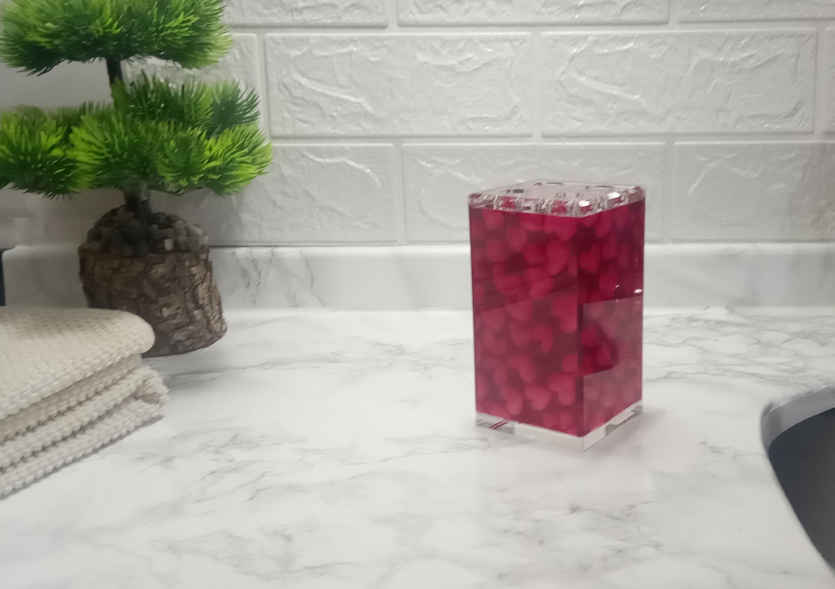 2 Adet Diş Fırçalık Kalpli Akrilik 6X6X12Cm Banyo Seti  