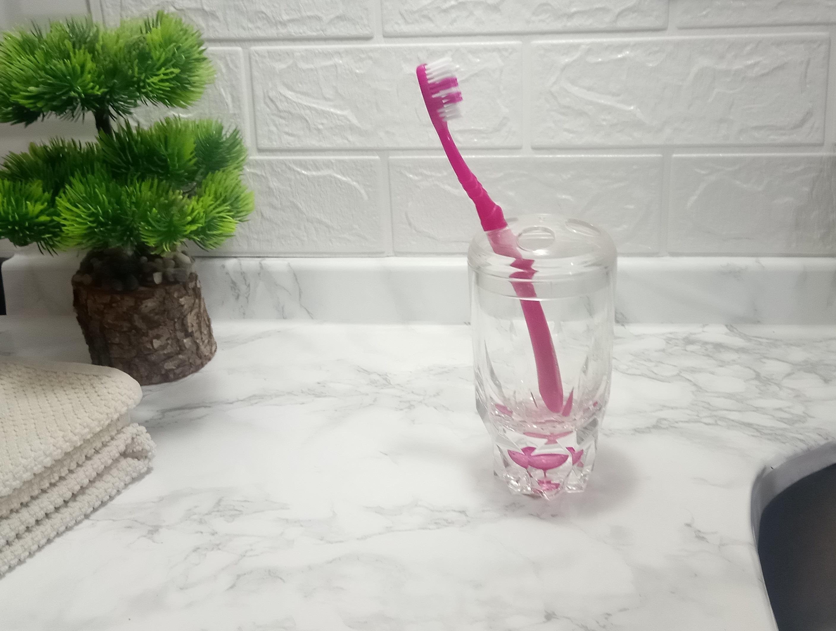 2 Adet Diş Fırçalık Kristal Damlalı Akrilik 7X7X14Cm Banyo Seti  