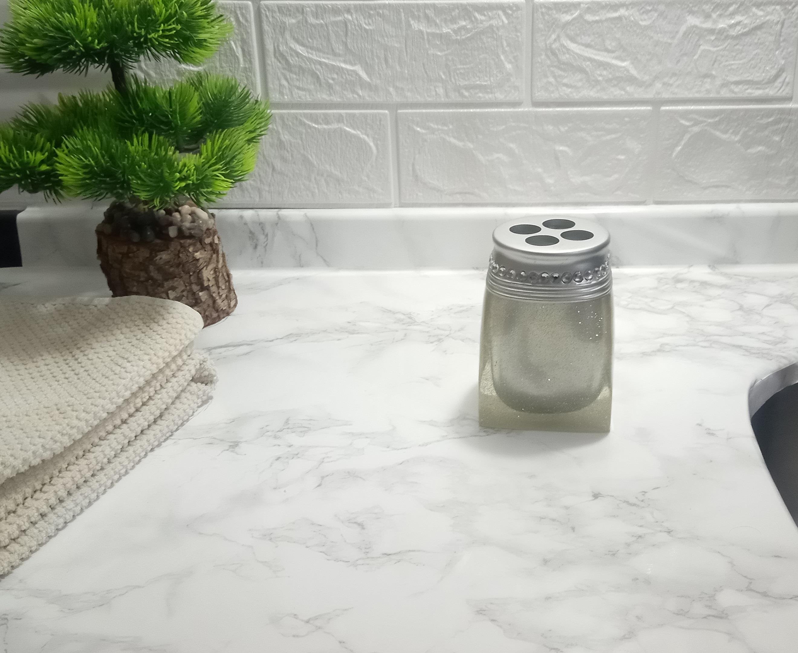 2 Adet Diş Fırçalık Kristal Taşlı Gümüş Poliresin 7X7X10Cm Banyo Seti  