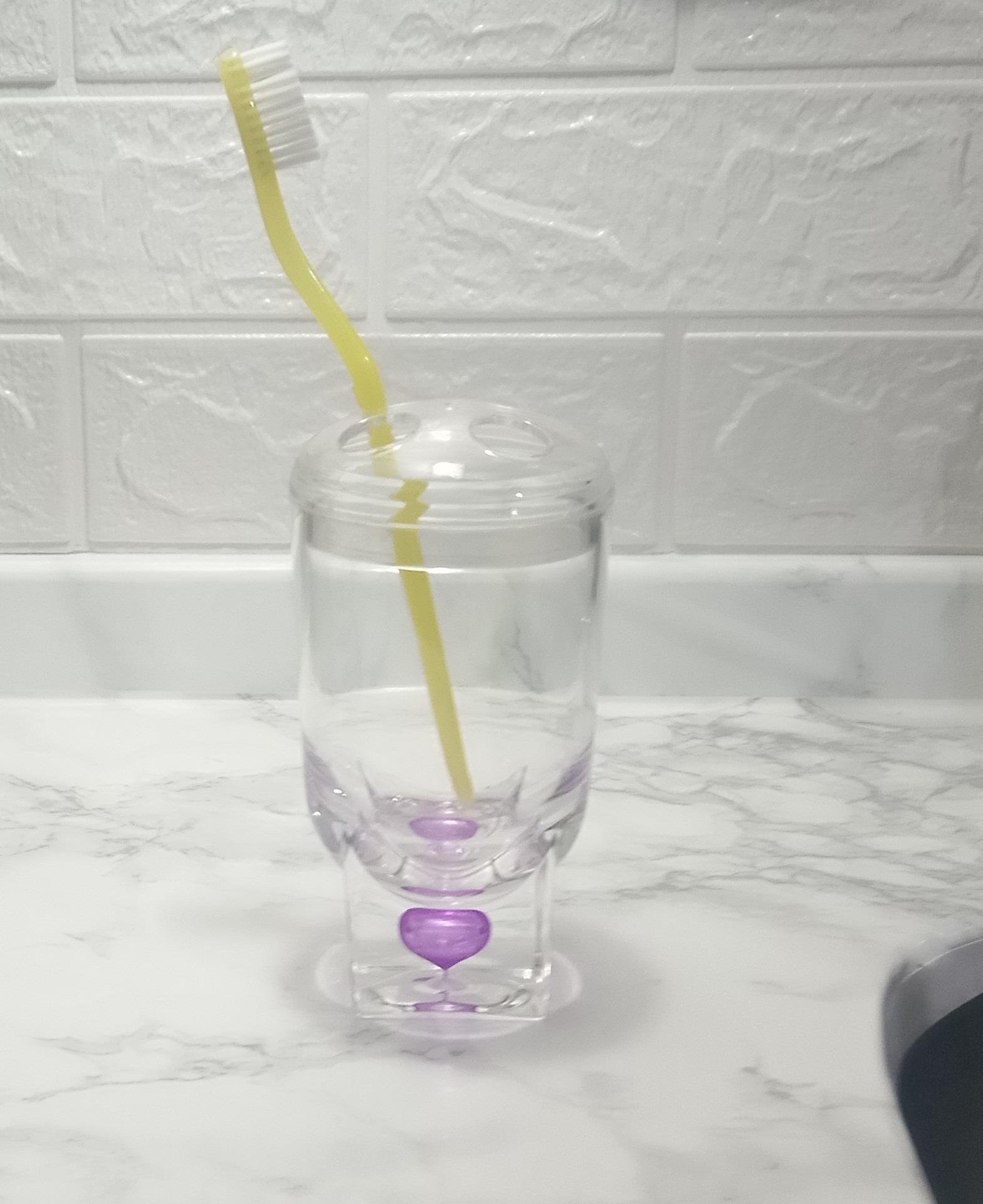 2 Adet Diş Fırçalık Mor Damlalı Akrilik 7X7X14Cm Banyo Seti  