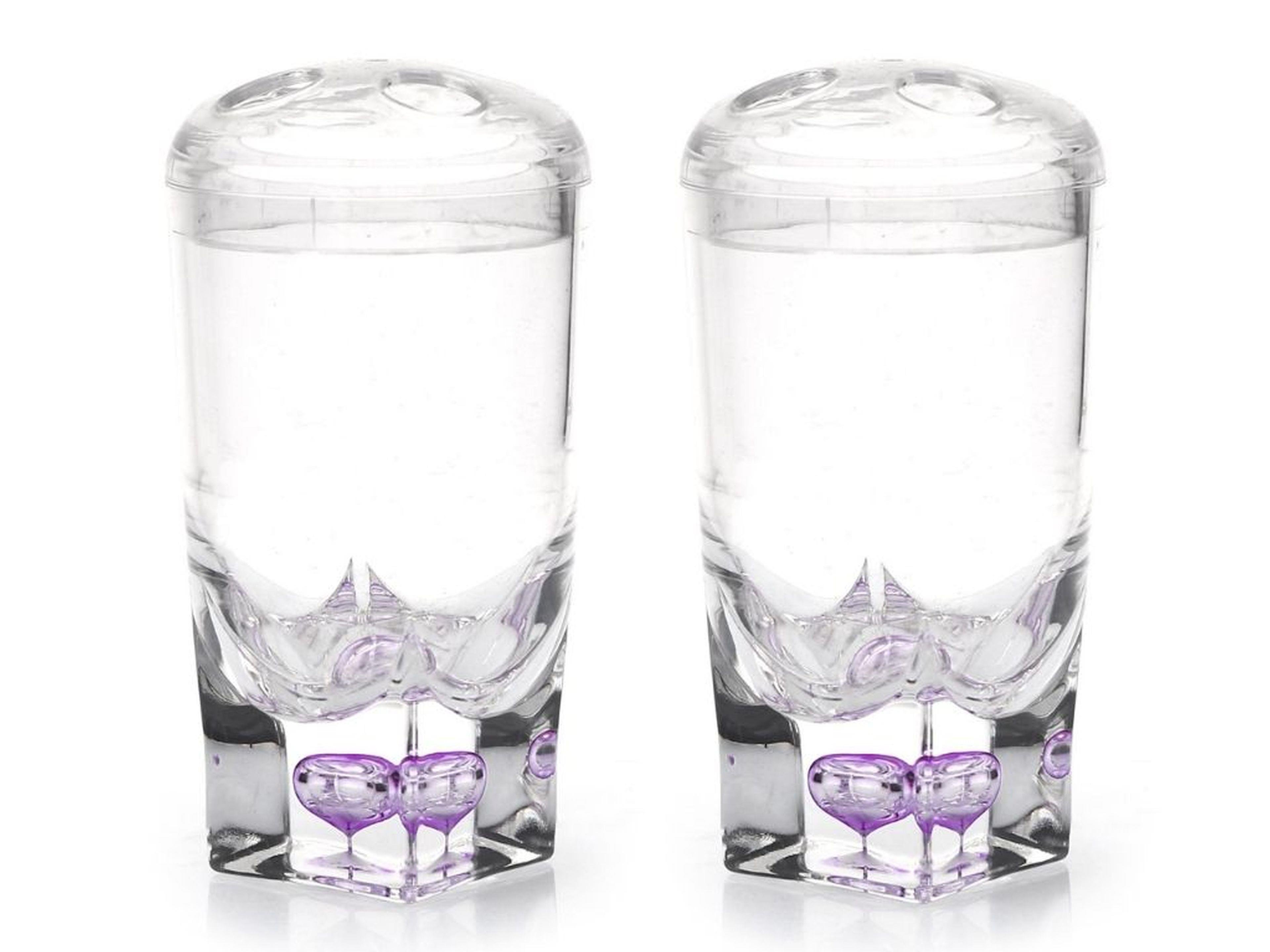 2 Adet Diş Fırçalık Mor Damlalı Akrilik 7X7X14Cm Banyo Seti  