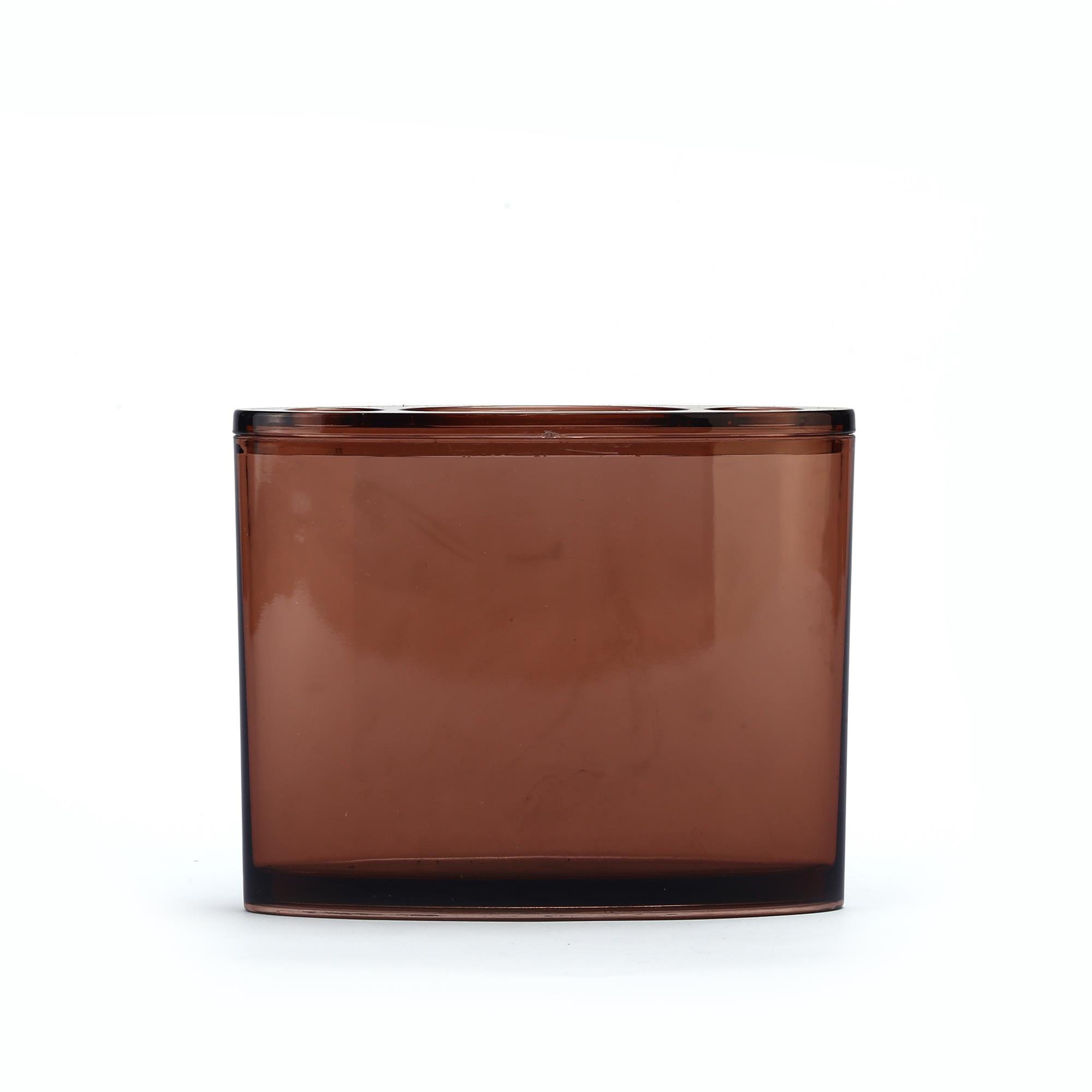 2 Adet Diş Fırçalık Oval Kahverengi Akrilik 13X5X10Cm Banyo Seti  