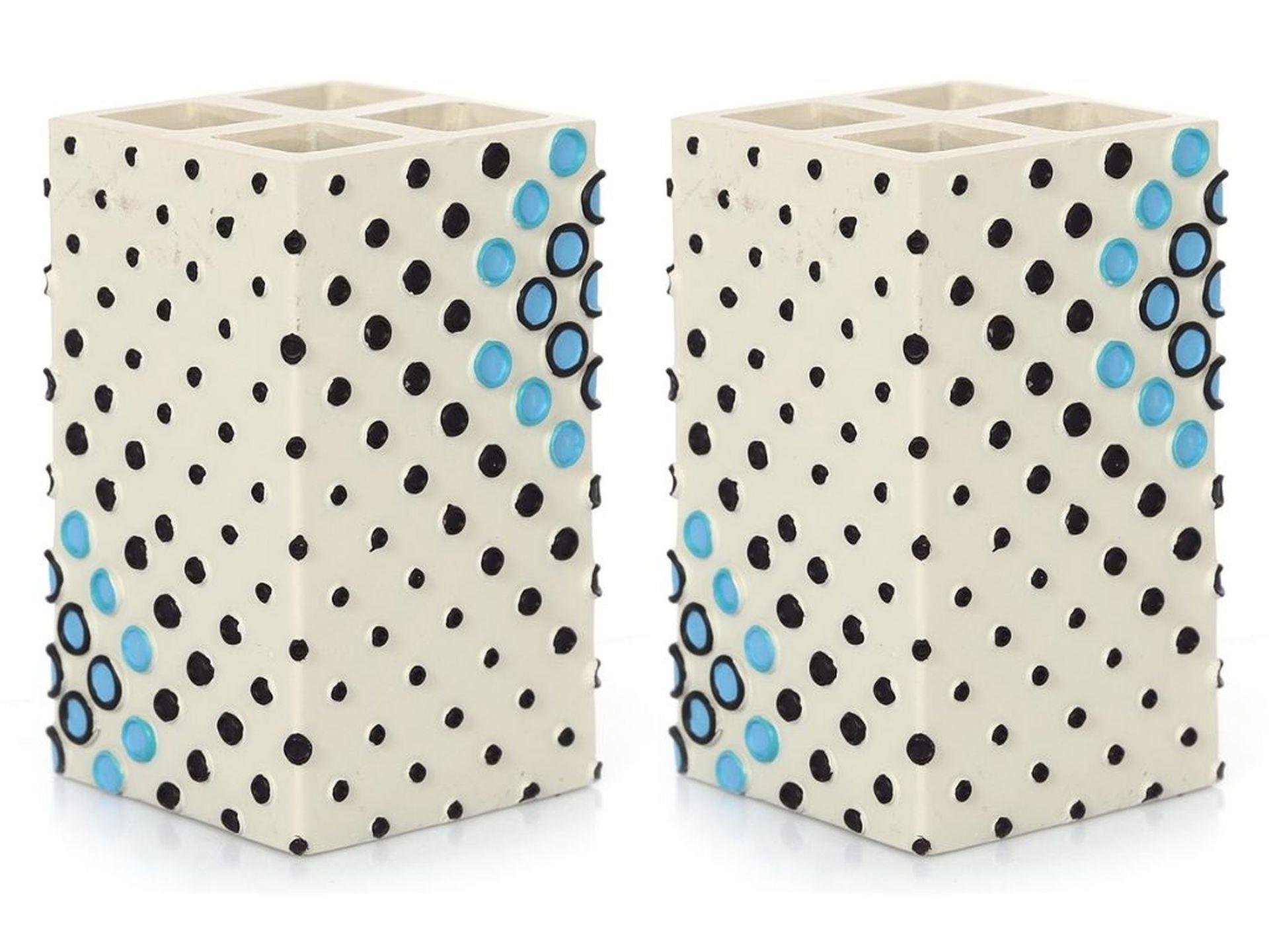 2 Adet Diş Fırçalık Puanlı Poliresin 6X6X10Cm Banyo Seti  