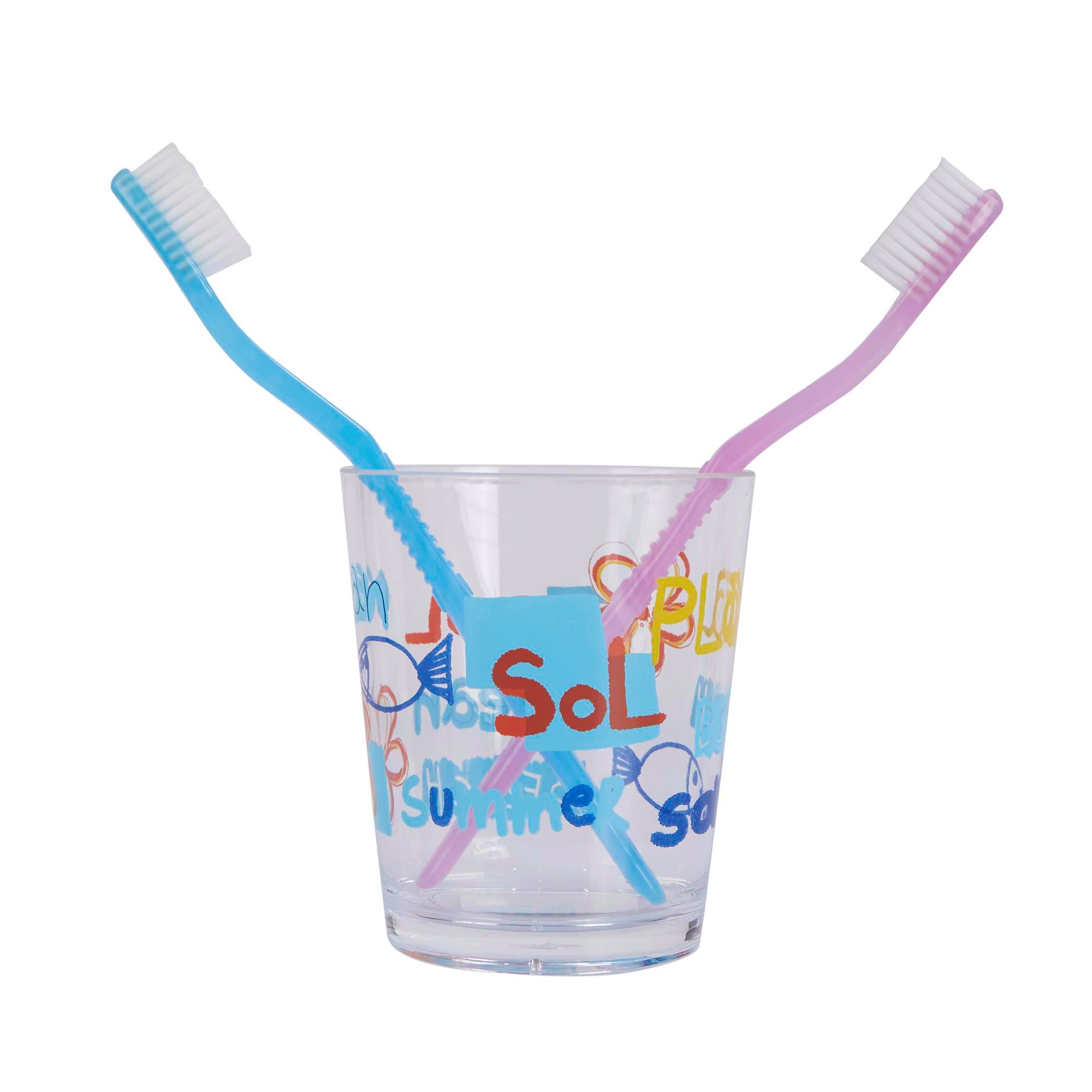 2 Adet Diş Fırçalık Ve Macun Kabı Deniz Desen Akrilik 8X8X9Cm  Banyo Seti  