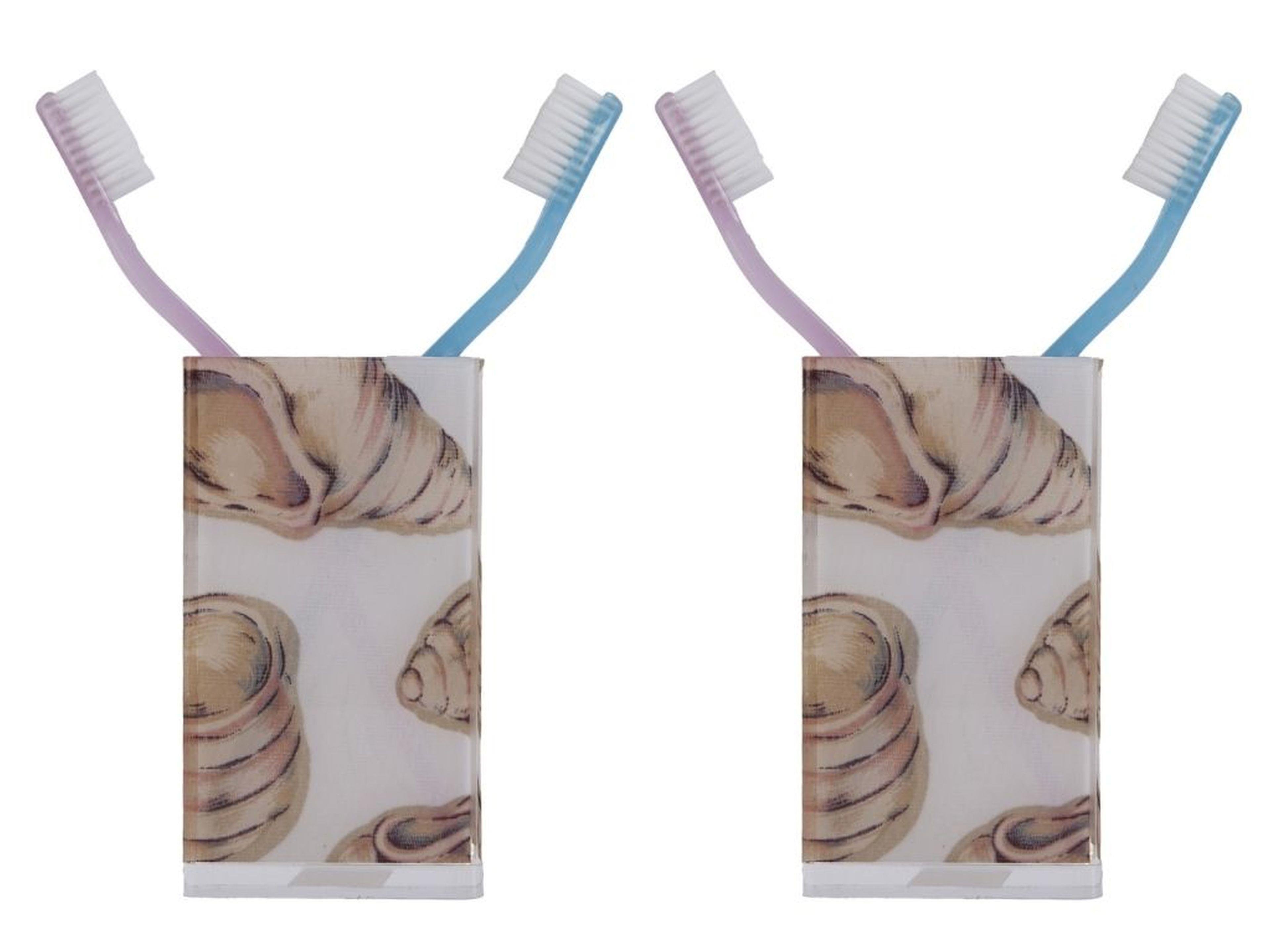 2 Adet Diş Fırçalık Ve Macun Kabı İstiridye Akrilik 6X6X12Cm 300Ml Banyo Seti  