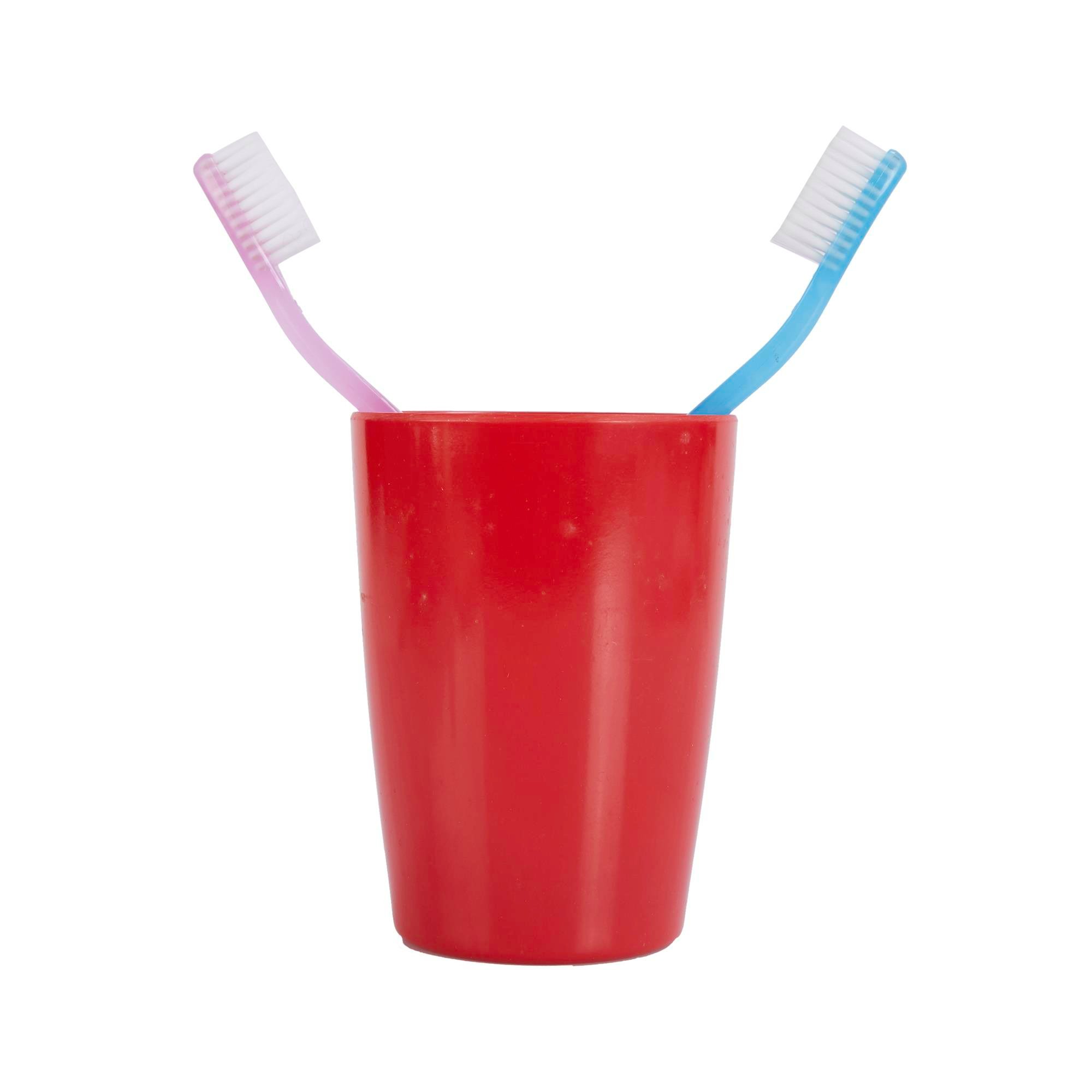 2 Adet Diş Fırçalık Ve  Macun Kabi Kırmızı Melamin 8X8X11Cm 400Ml Banyo Seti  