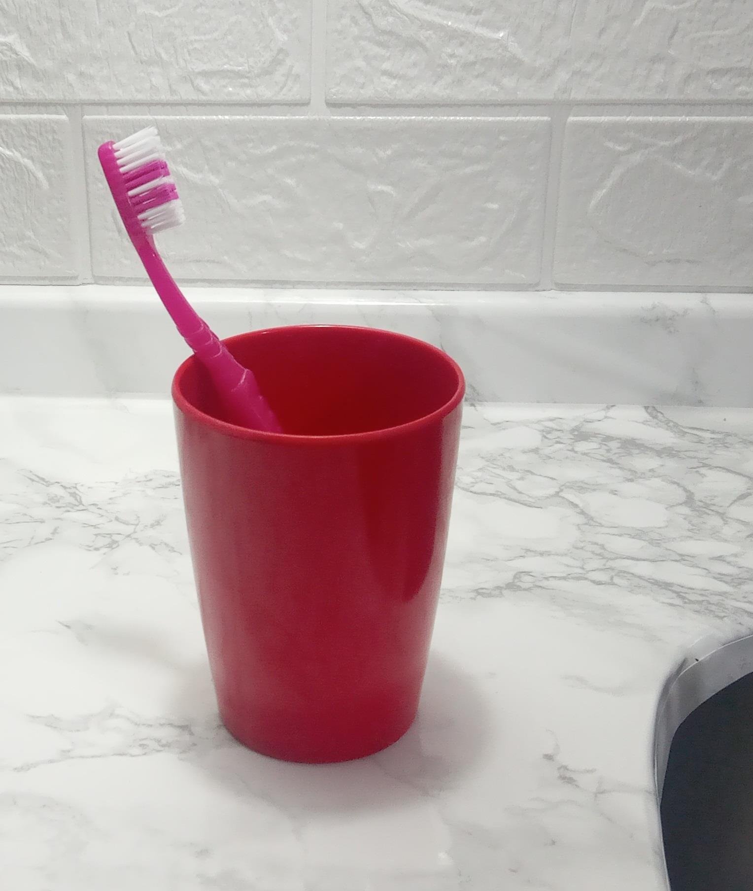 2 Adet Diş Fırçalık Ve  Macun Kabi Kırmızı Melamin 8X8X11Cm 400Ml Banyo Seti  