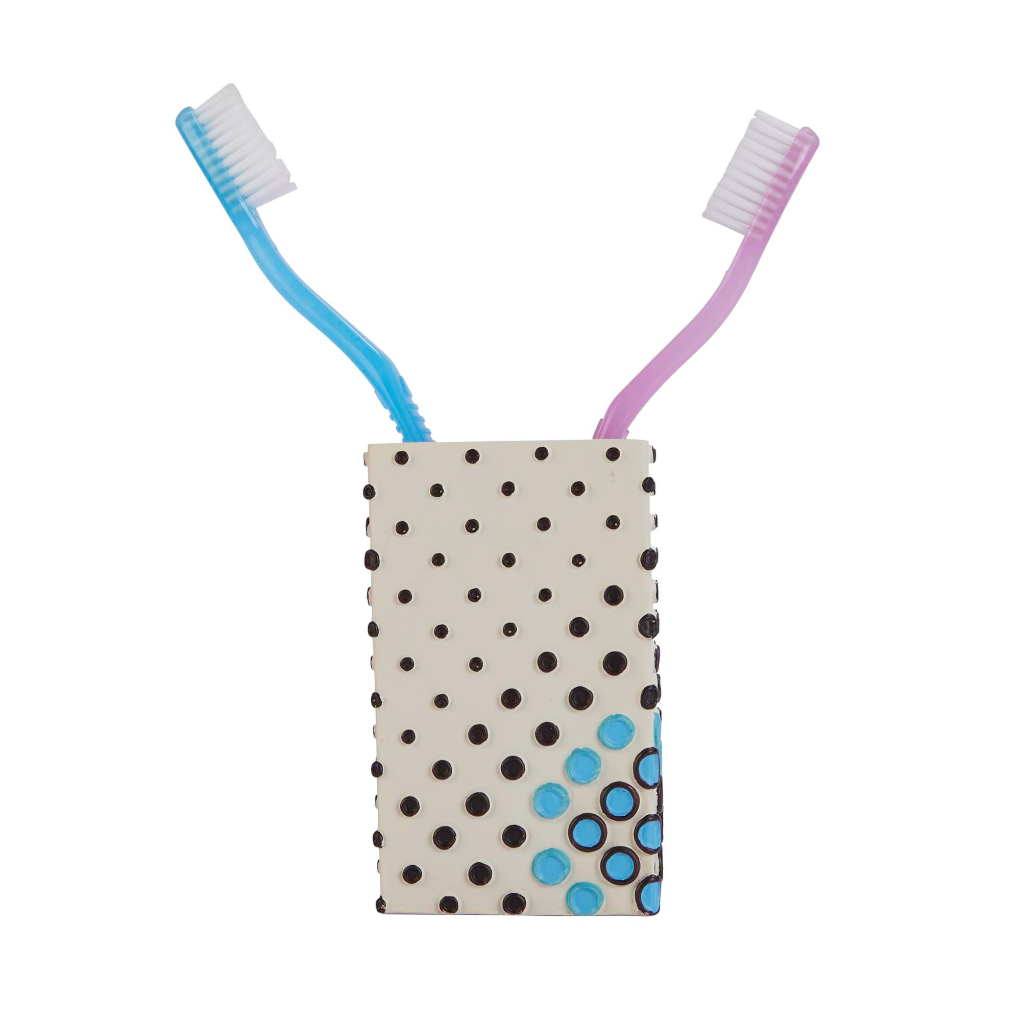 2 Adet Diş Fırçalık Ve Macunluk Puanlı Poliresin 6X6X10Cm 200Ml Banyo Seti  