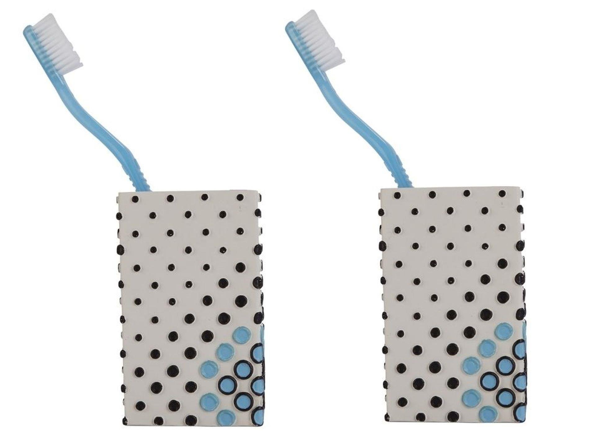 2 Adet Diş Fırçalık Ve Macunluk Puanlı Poliresin 6X6X10Cm 200Ml Banyo Seti  