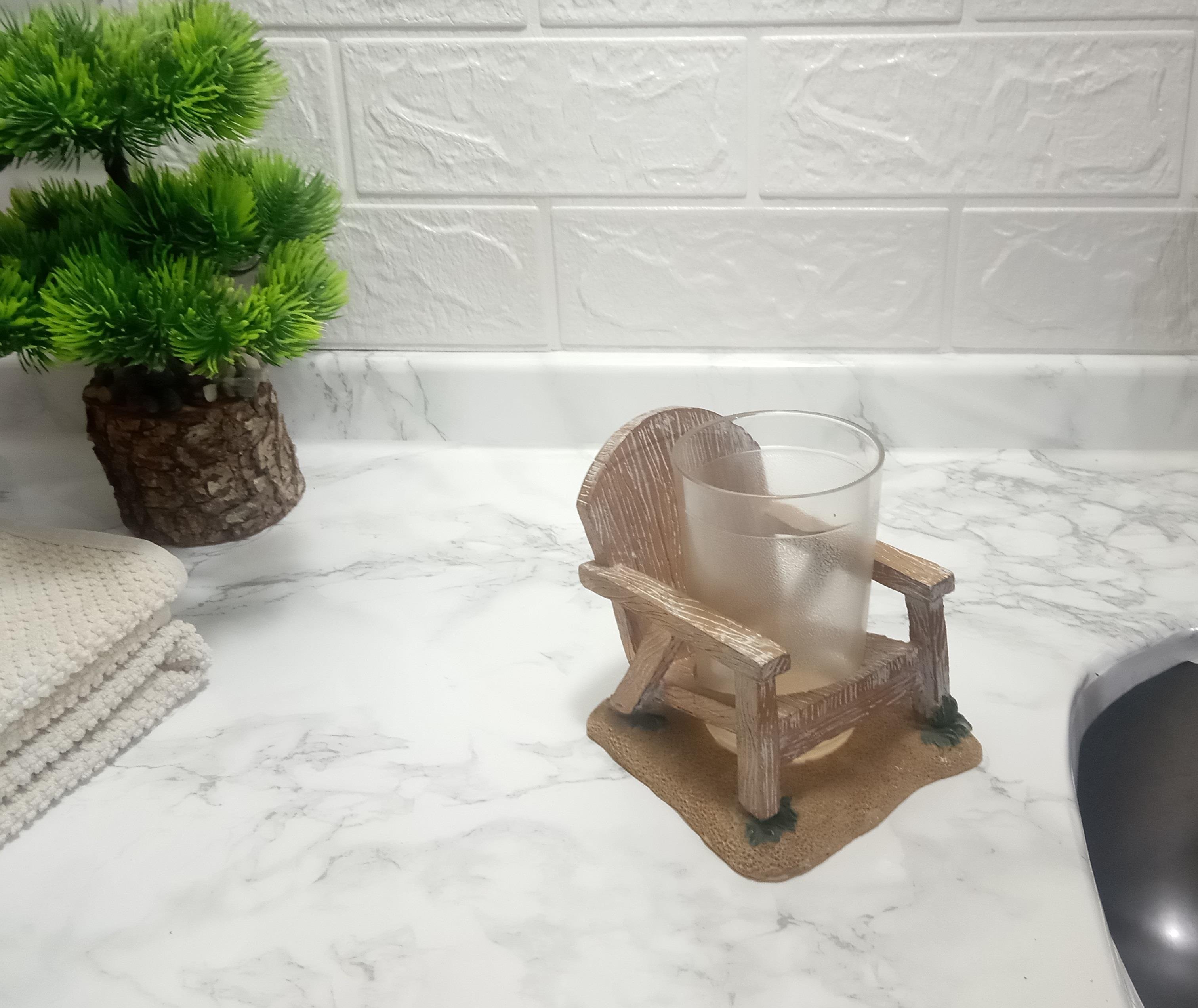 2 Adet Diş Fırçalık Ve Macunluk Sandalye Poliresin 13X11X10Cm 200Ml Banyo Seti  