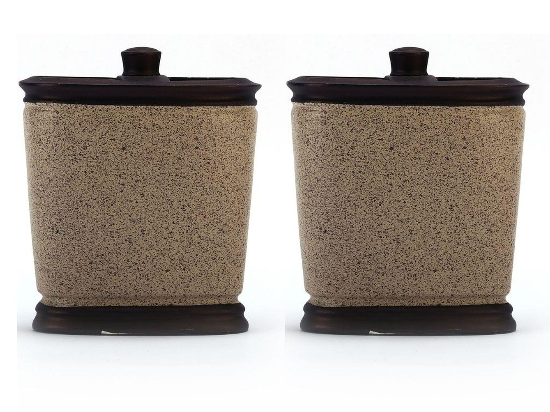 2 Adet Kalemlik Bronz Kumlu Poliresin Ofis Gereci  10X12X5Cm