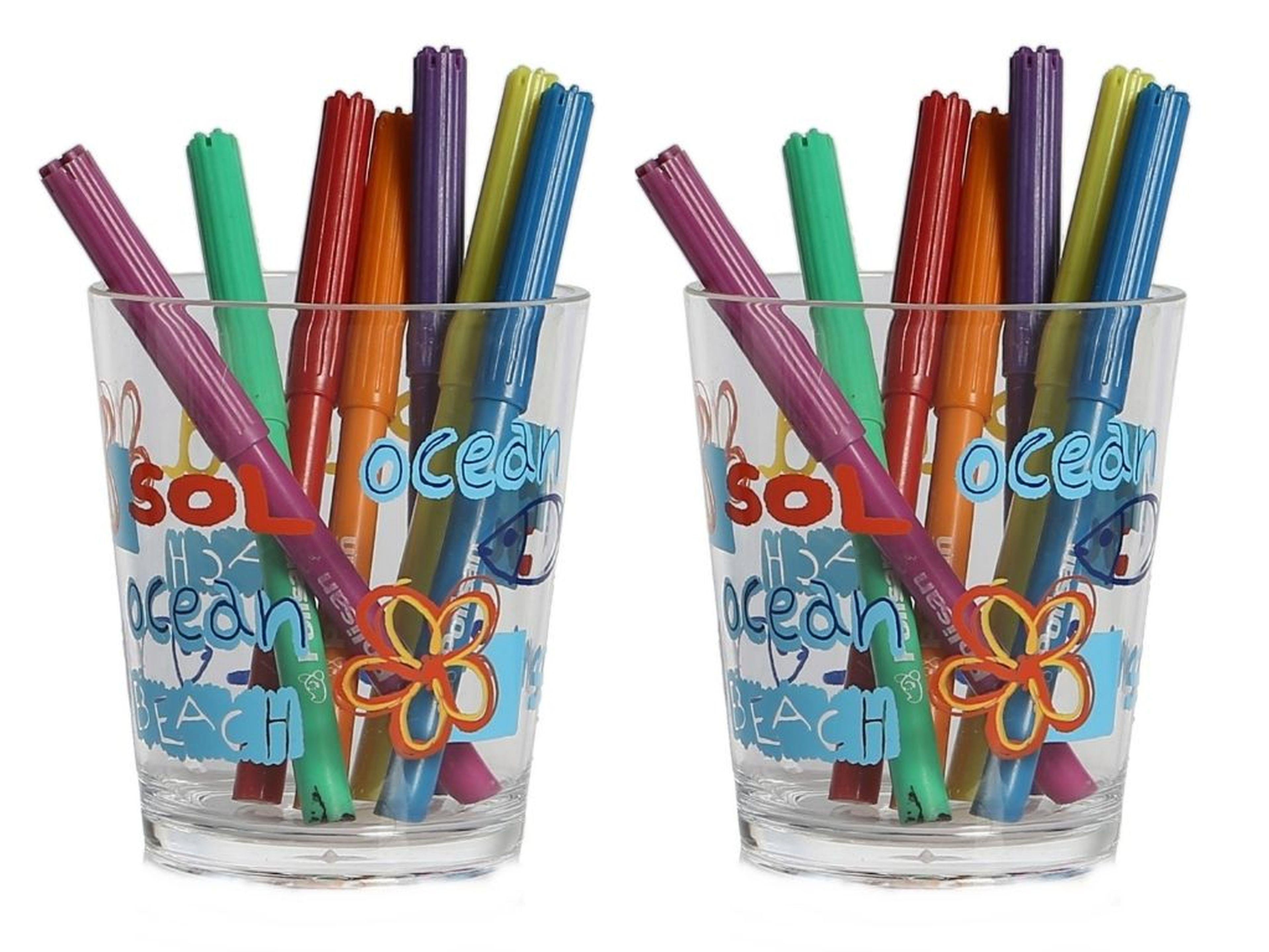 2 Adet Kalemlik Deniz Desenli Ofis Gereci 8X8X9Cm 