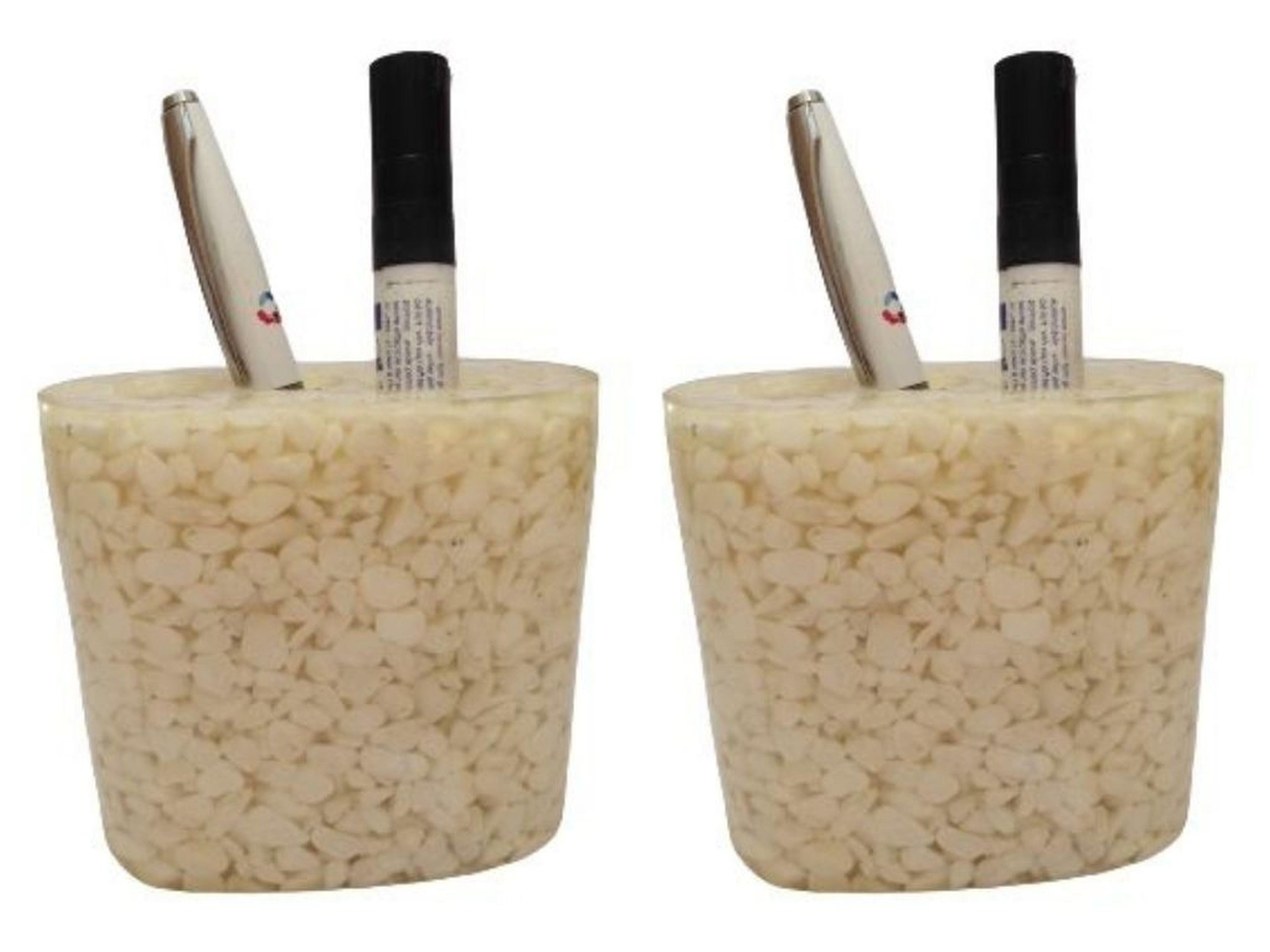 2 Adet Kalemlik Deniz Taşı Desenli Ofis Gereci 9X5X10Cm