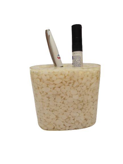 2 Adet Kalemlik Deniz Taşı Desenli Ofis Gereci 9X5X10Cm