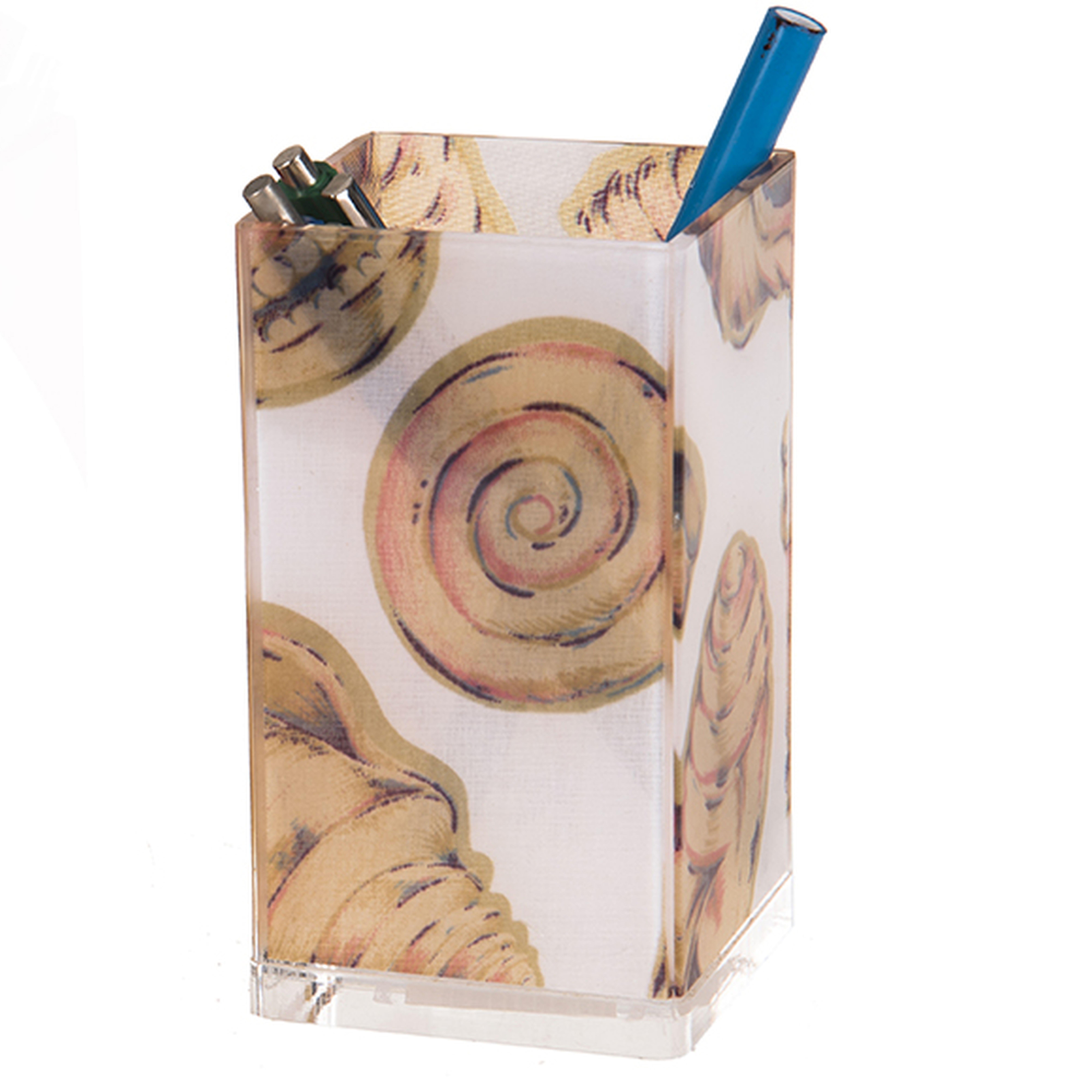 2 Adet Kalemlik İstiridye  Desenli Ofis Gereci 6X6X12Cm 300Ml