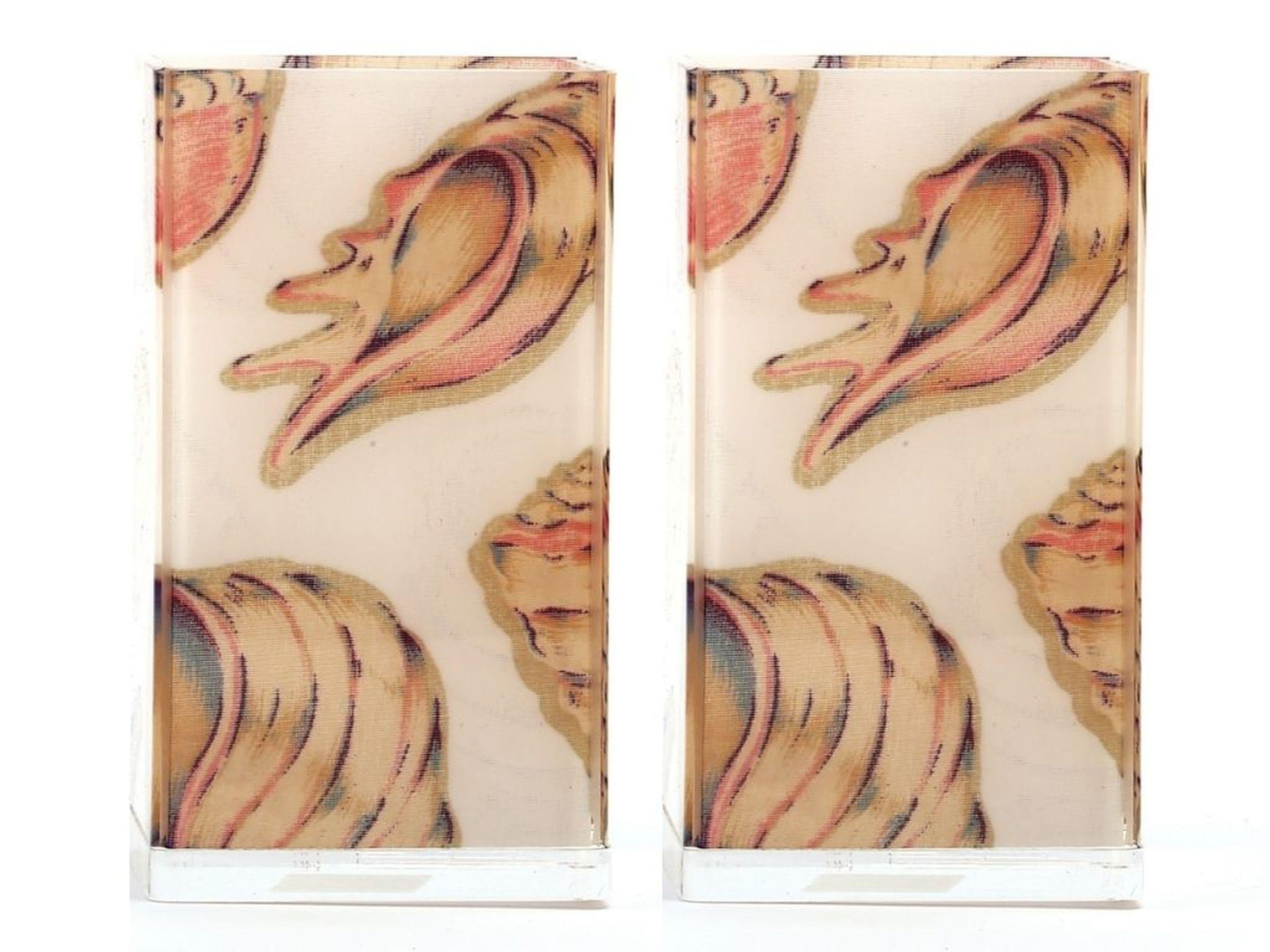 2 Adet Kalemlik İstiridye  Desenli Ofis Gereci 6X6X12Cm 300Ml