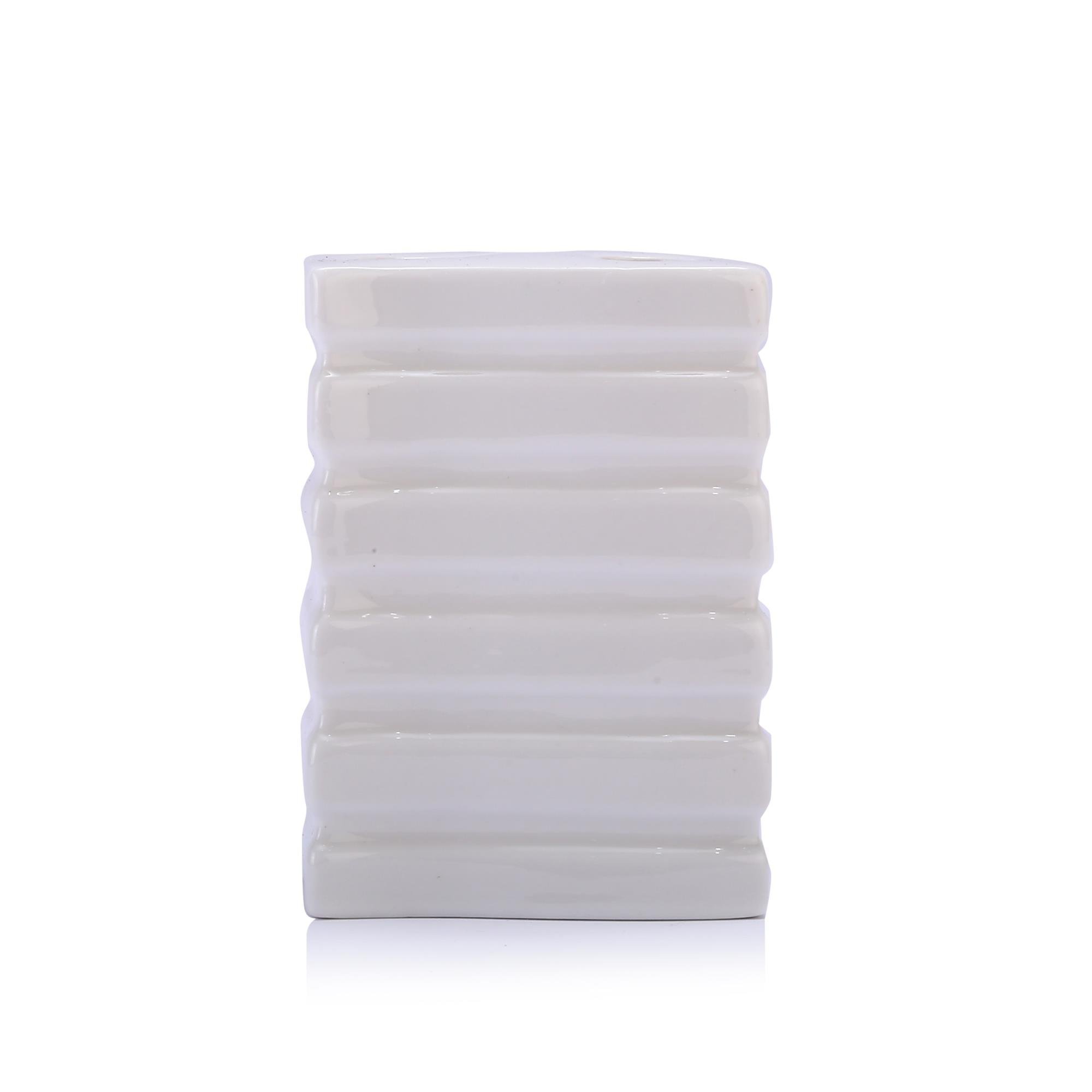 2 Adet Kalemlik Kare Çizgili Model Seramik Ofis Gereci  8X6X11Cm