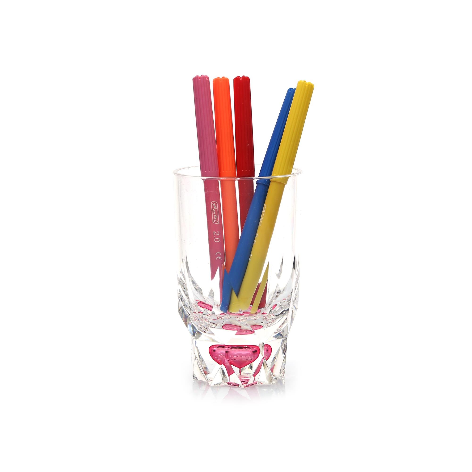 2 Adet Kalemlik Kristal Damlalı Kırmızı Akrilik Ofis Gereci 7X7X13Cm