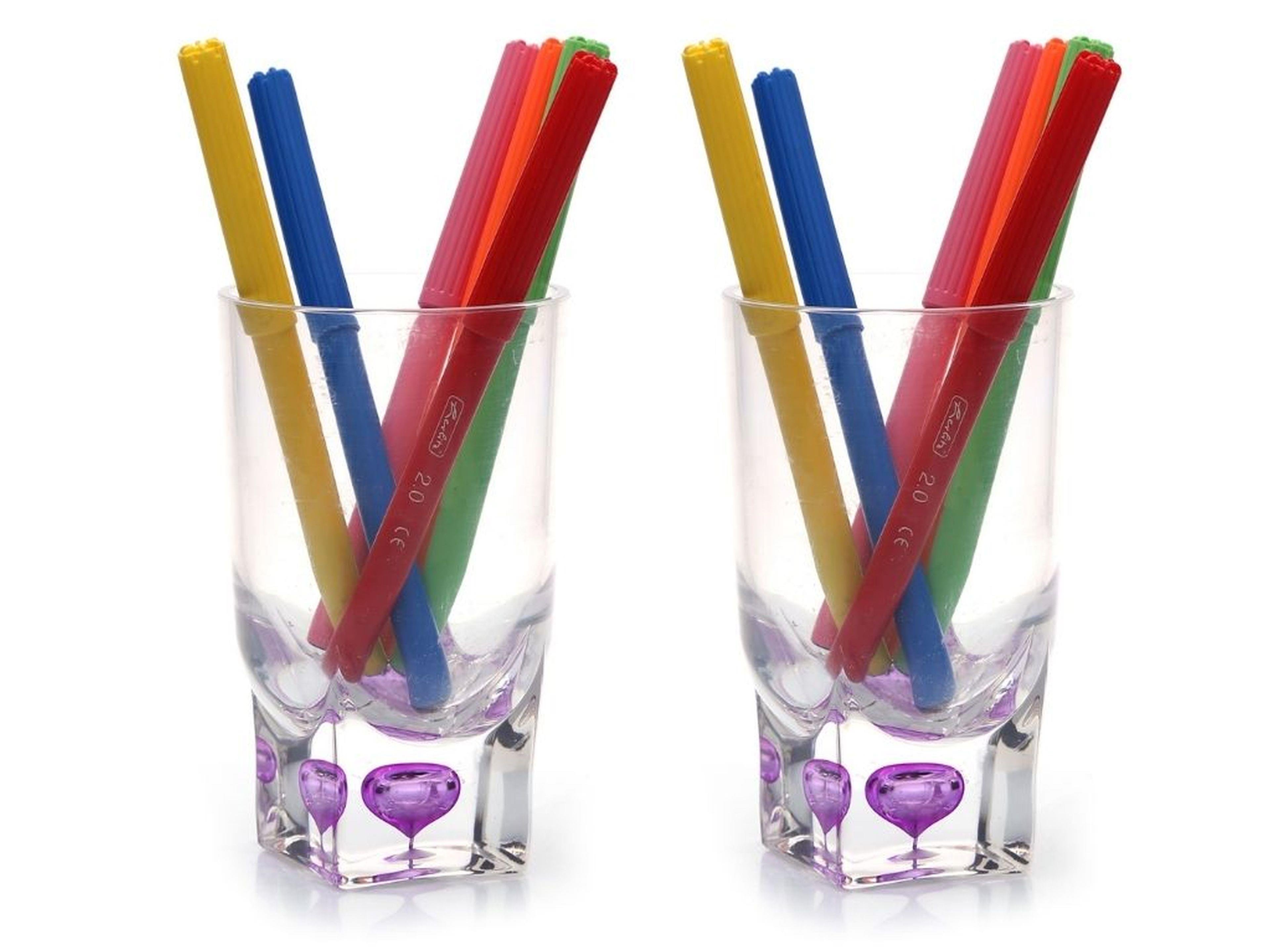 2 Adet Kalemlik Mor Damlalı  Akrilik Ofis Gereci 7X7X13Cm 