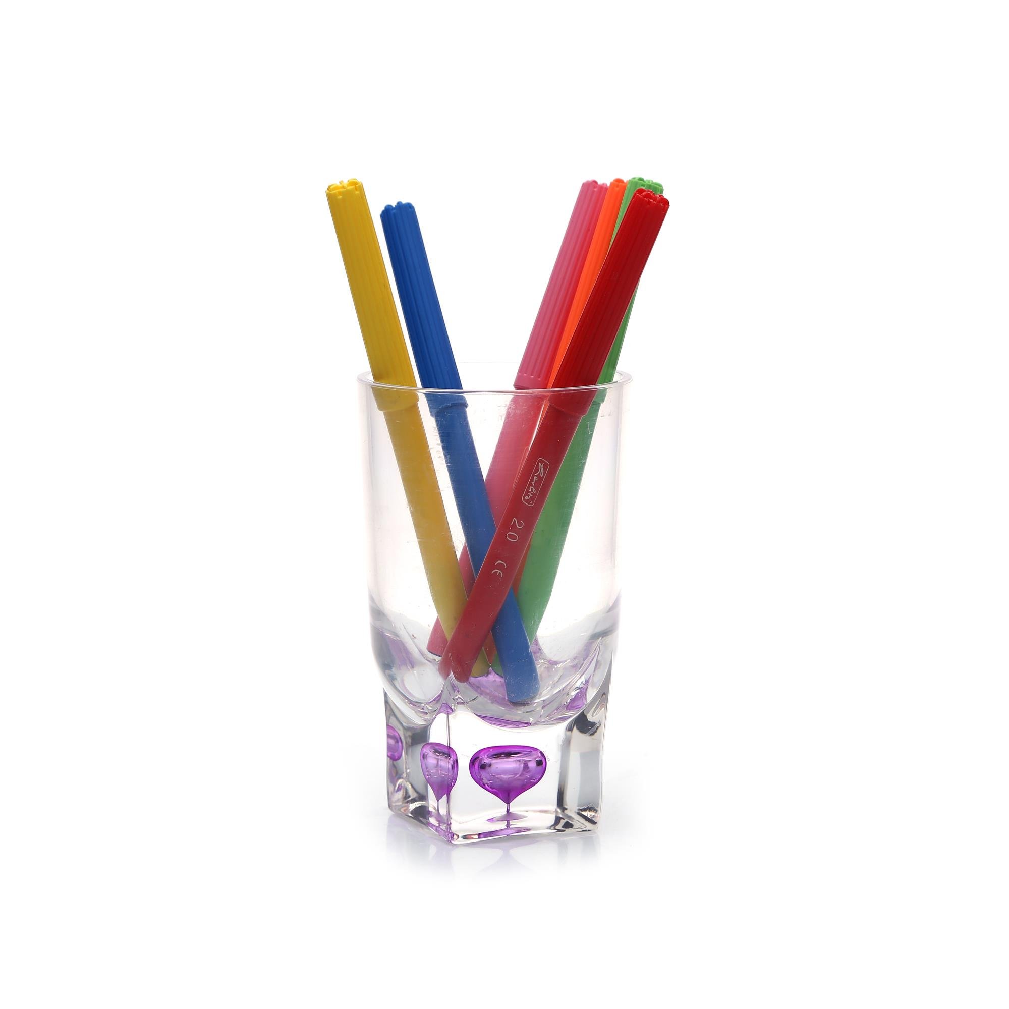 2 Adet Kalemlik Mor Damlalı  Akrilik Ofis Gereci 7X7X13Cm 