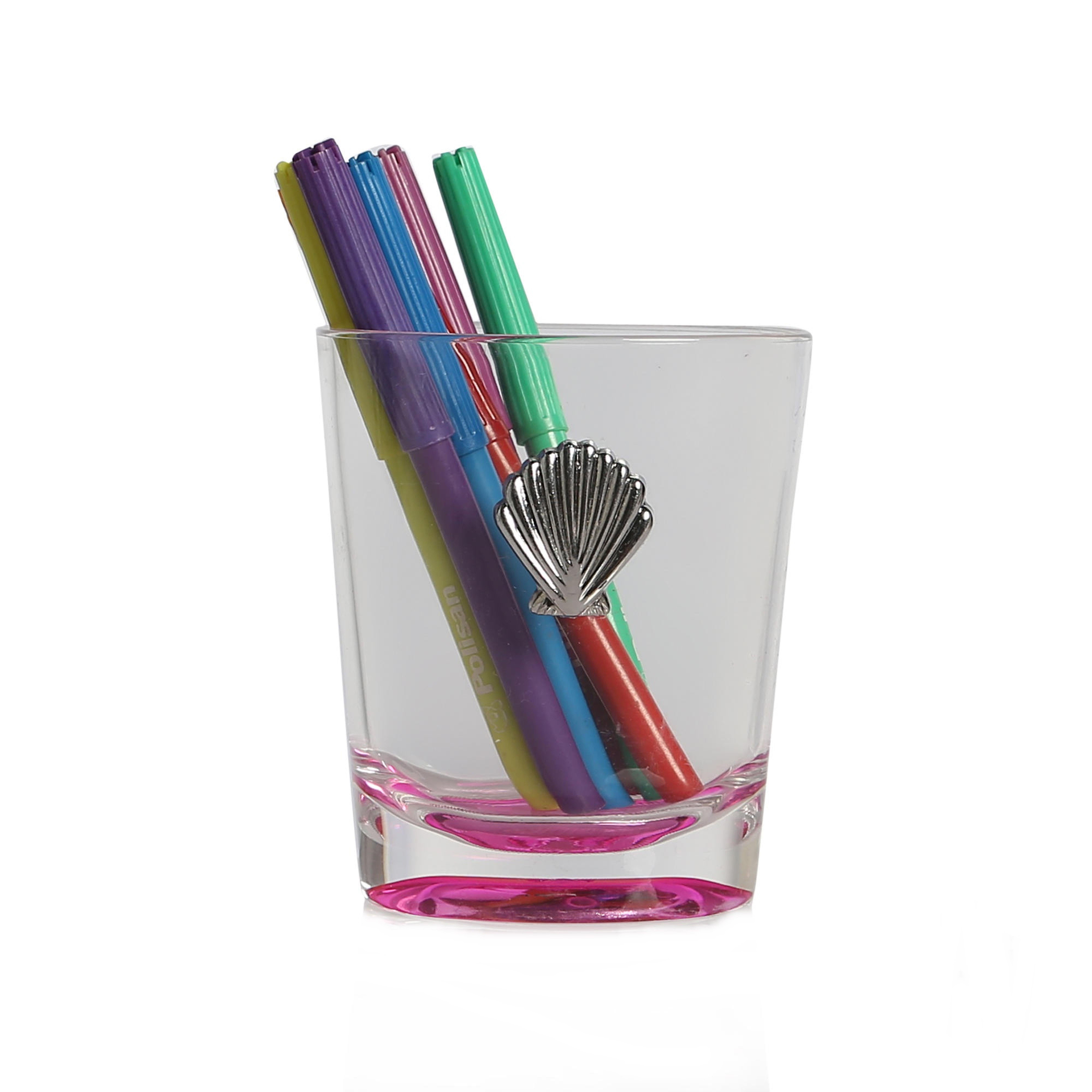 2 Adet Kalemlik Pembe Deniz Kabuğu Akrilik  Ofis Gereci 9X6X11Cm 250Ml