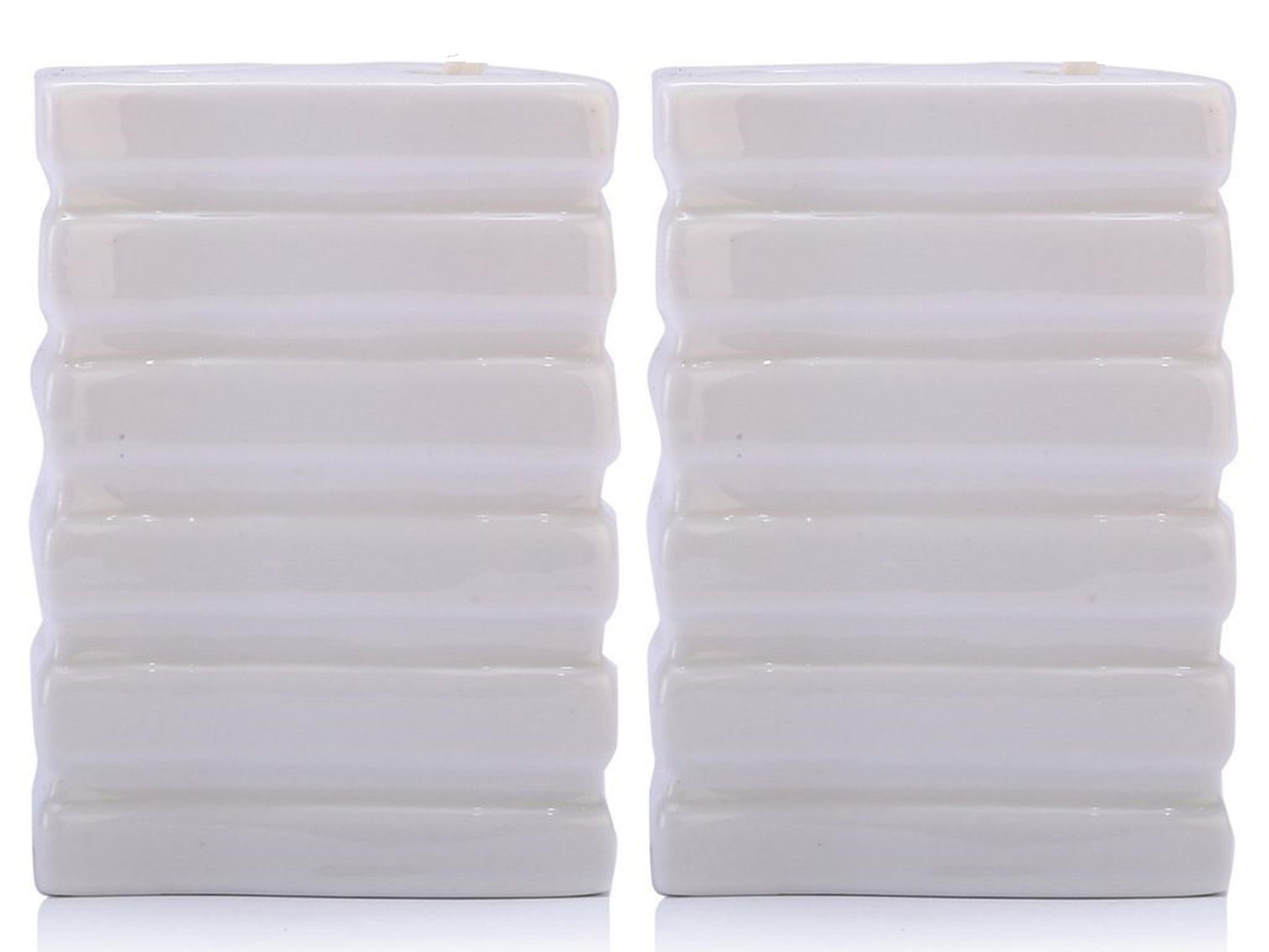 2 Adet Seramik Diş Fırçalık Kare Çizgili Model 8X6X11Cm Banyo Seti  