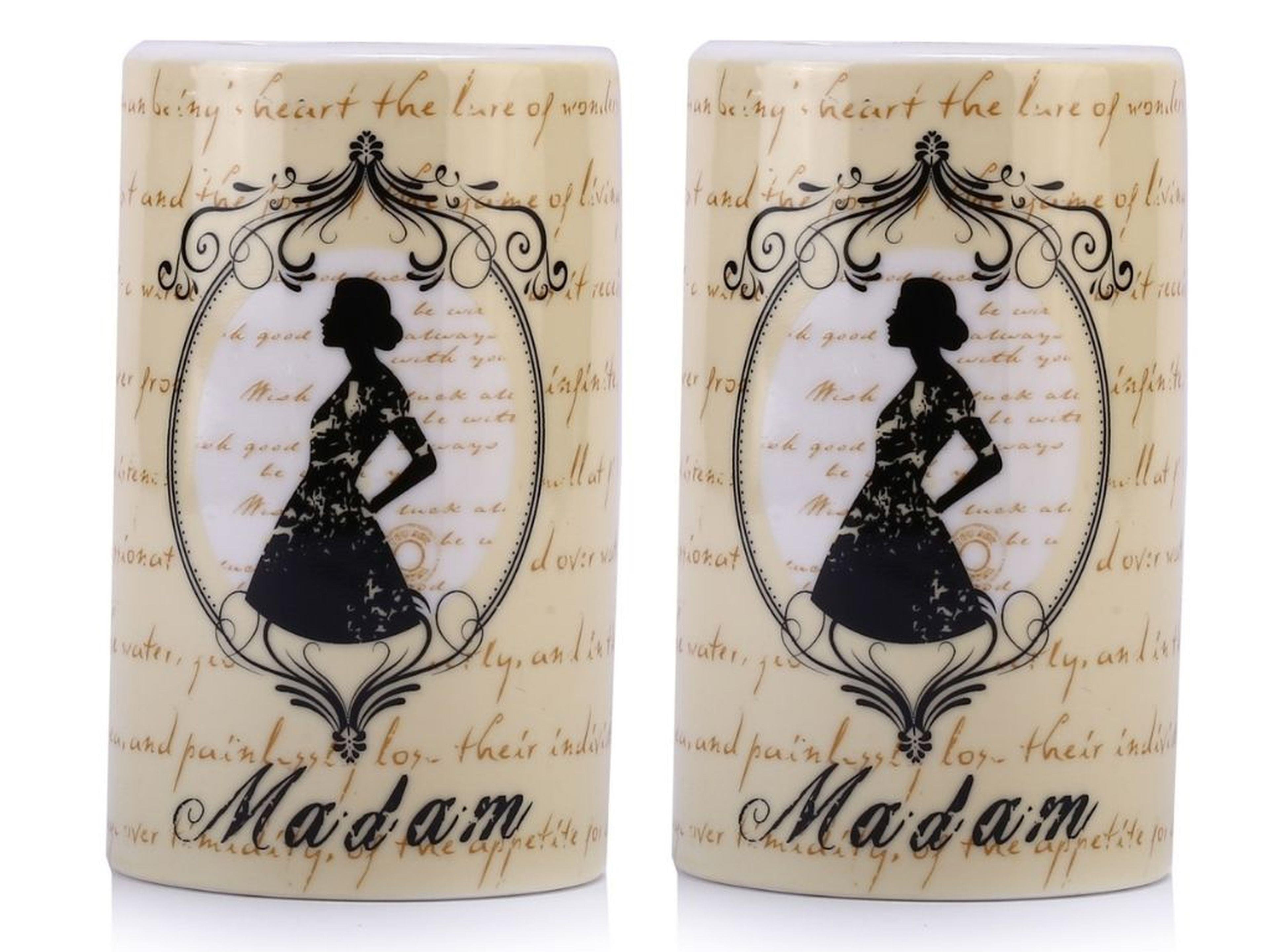 2 Adet Seramik Diş Fırçalık Madam Desenli 7X7X11Cm Banyo Seti  