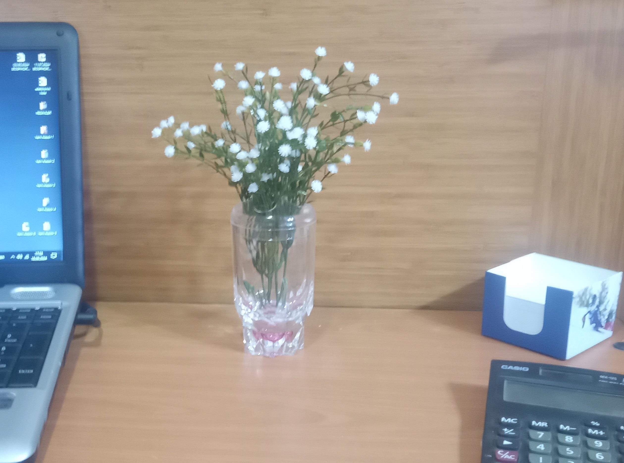 2 Adet Vazo Dahil,Vazoda Çiçek,Beyaz Yapay Çiçek,Vazo Dekoratif Kristal Damlalı 6X6X19Cm 