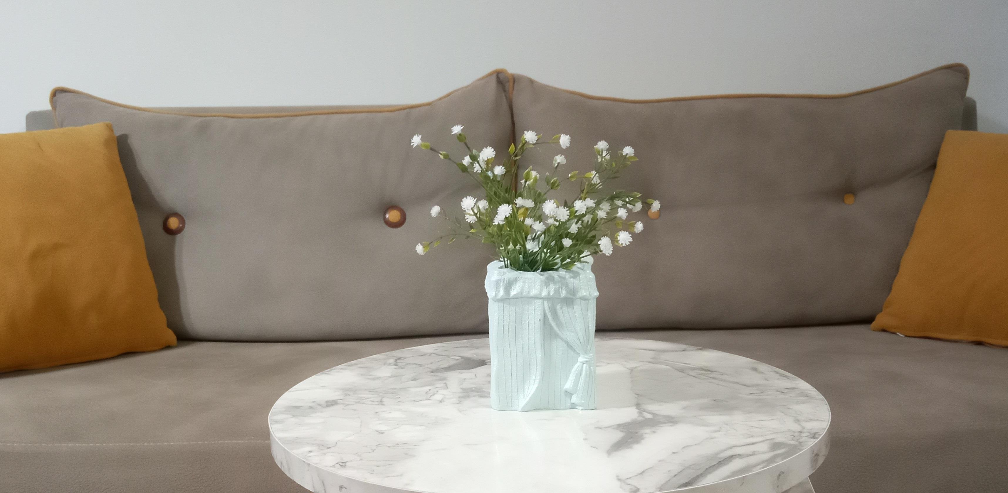 2 Adet Vazo Dahil,Vazoda Çiçek,Beyaz Yapay Çiçek,Vazo Dekoratif Poliresin 7X7X17Cm 