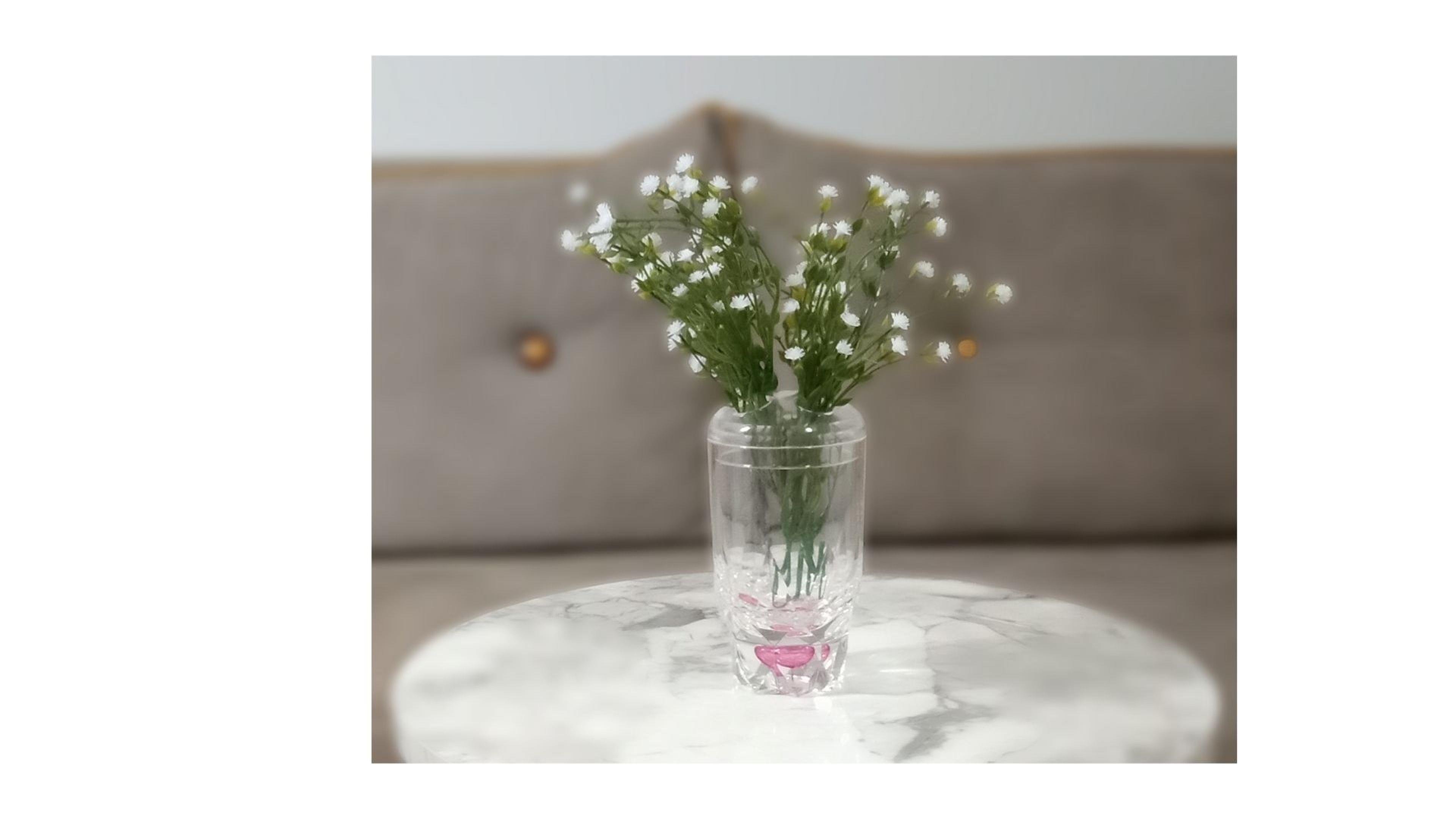 2 Adet Vazo Dahil,Vazoda Çiçek,Beyaz Yapay Çiçek,Vazo Dekoratif Kristal Damlalı 6X6X19Cm 