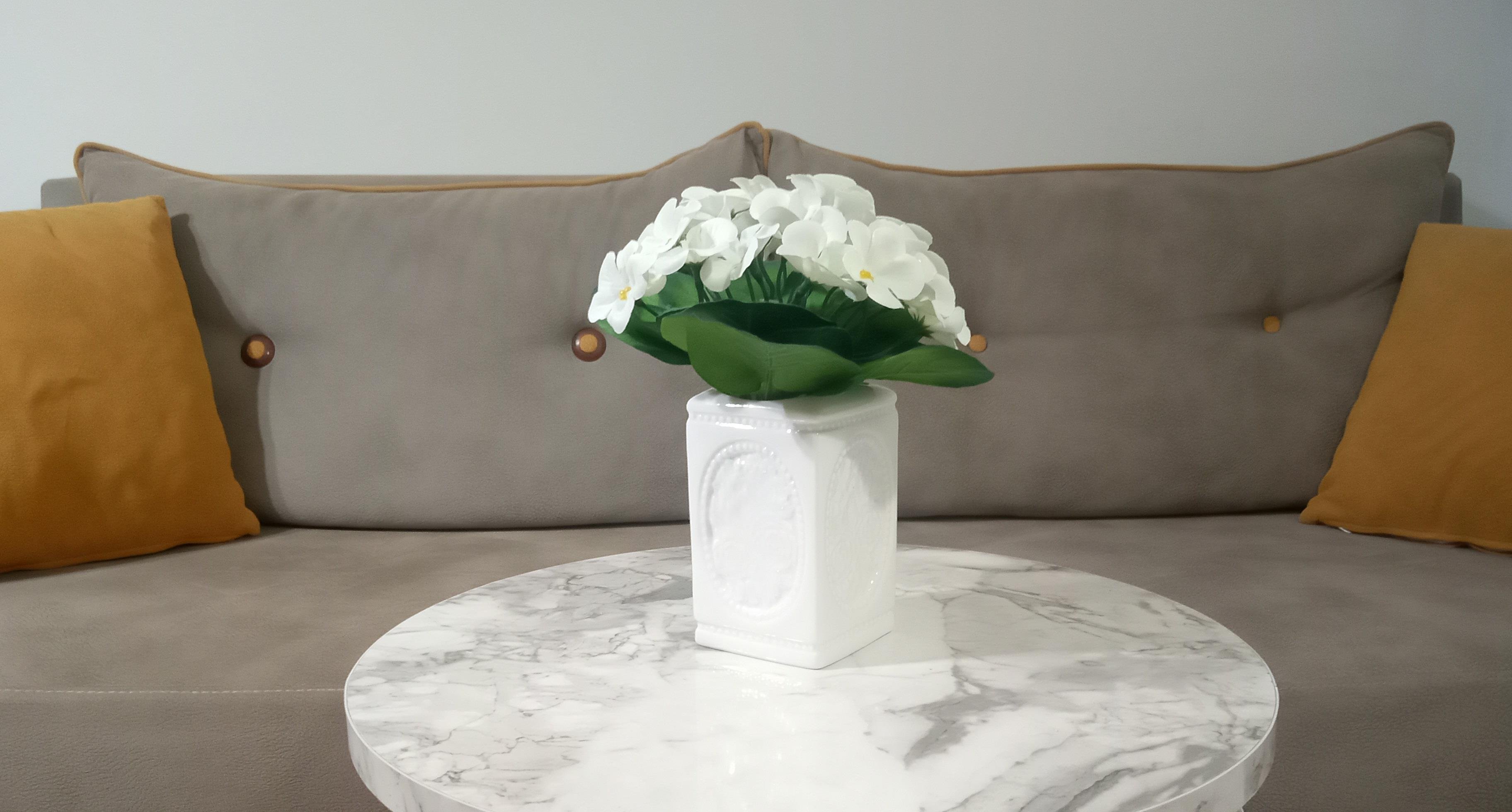 2 Adet Vazo Dahil,Vazoda Çiçek,Beyaz Yapay Çiçek,Vazo Dekoratif Çiçekli Kare 8X8X16Cm 