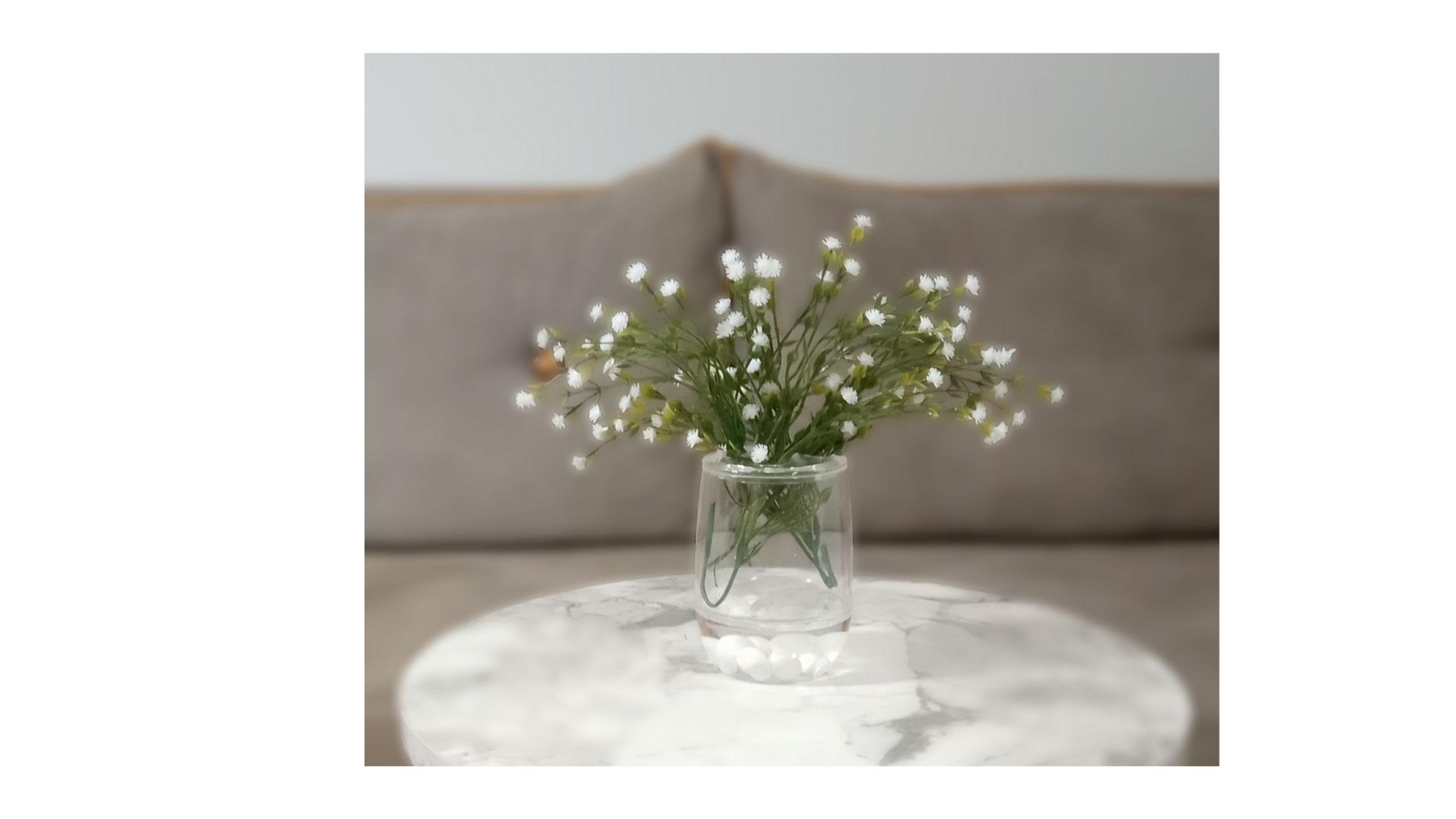 2 Adet Vazo Dahil,Vazoda Çiçek,Beyaz Yapay Çiçek,Vazo Dekoratif Beyaz İncili 8X8X16Cm 