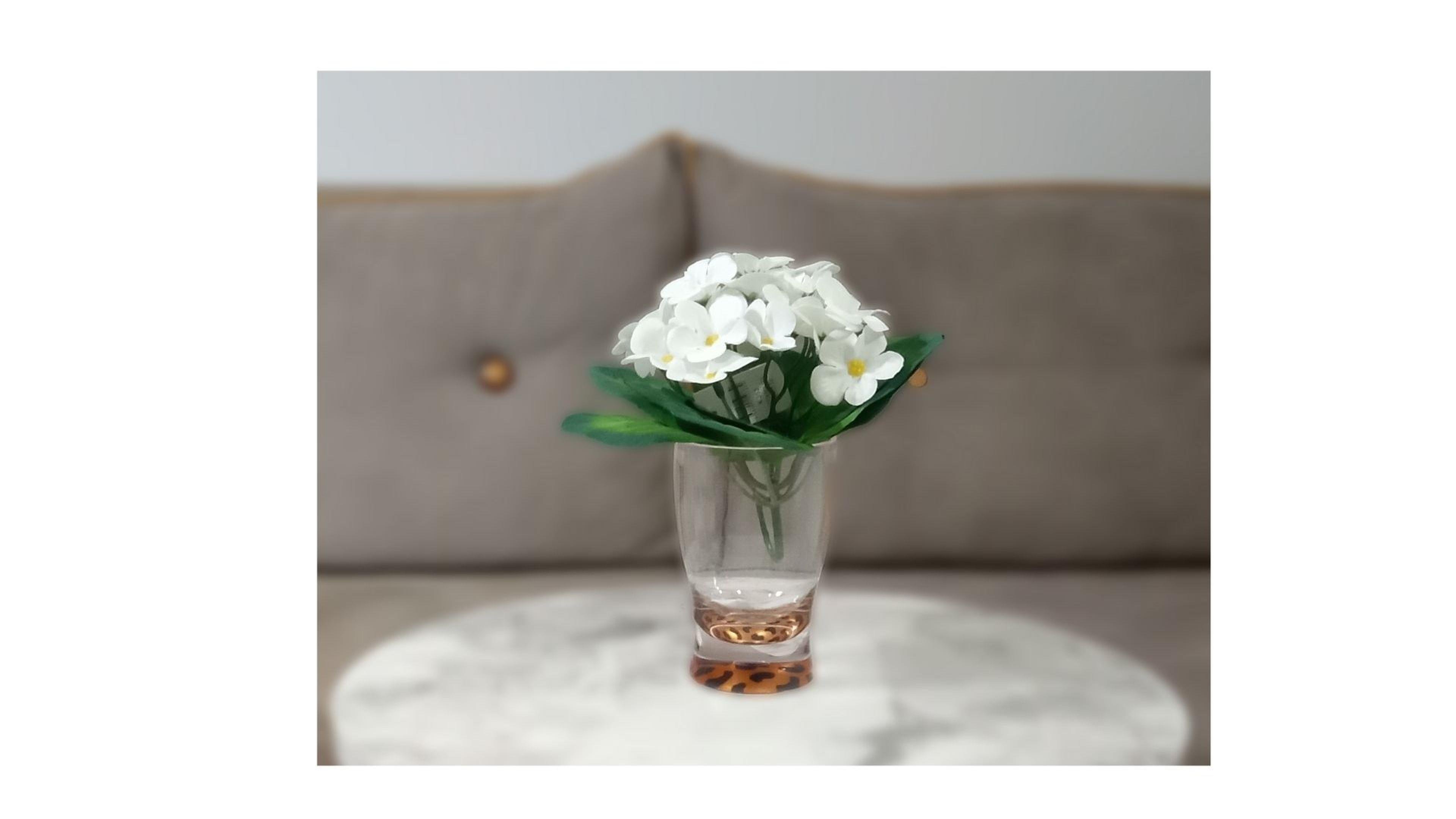 2 Adet Vazo Dahil,Vazoda Çiçek,Beyaz Yapay Çiçek,Vazo Dekoratif Leopar 6X6X16Cm 