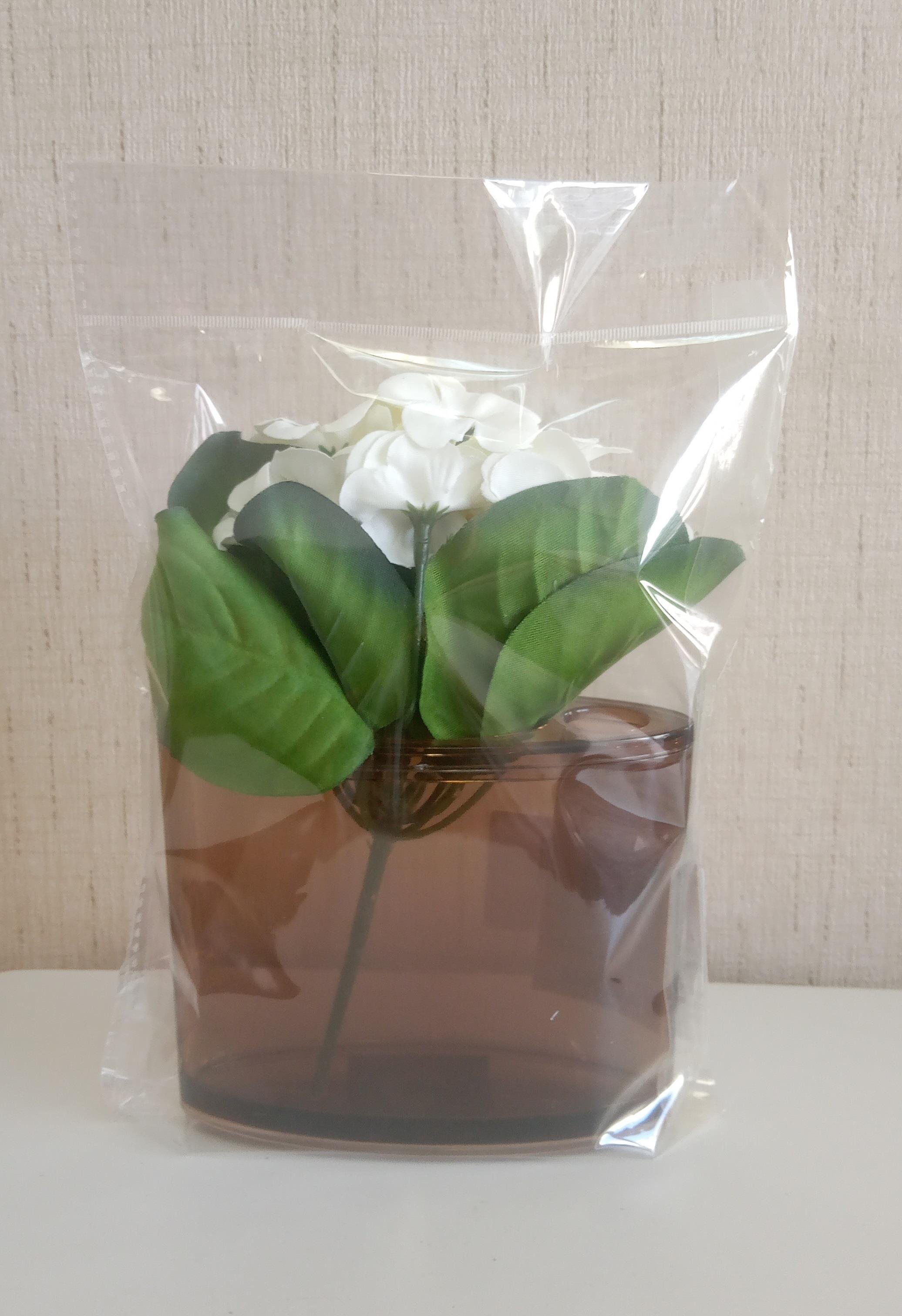 2 Adet Vazo Dahil,Vazoda Çiçek,Beyaz Yapay Çiçek,Vazo Dekoratif  Oval Kahverengi 13X5X15Cm 